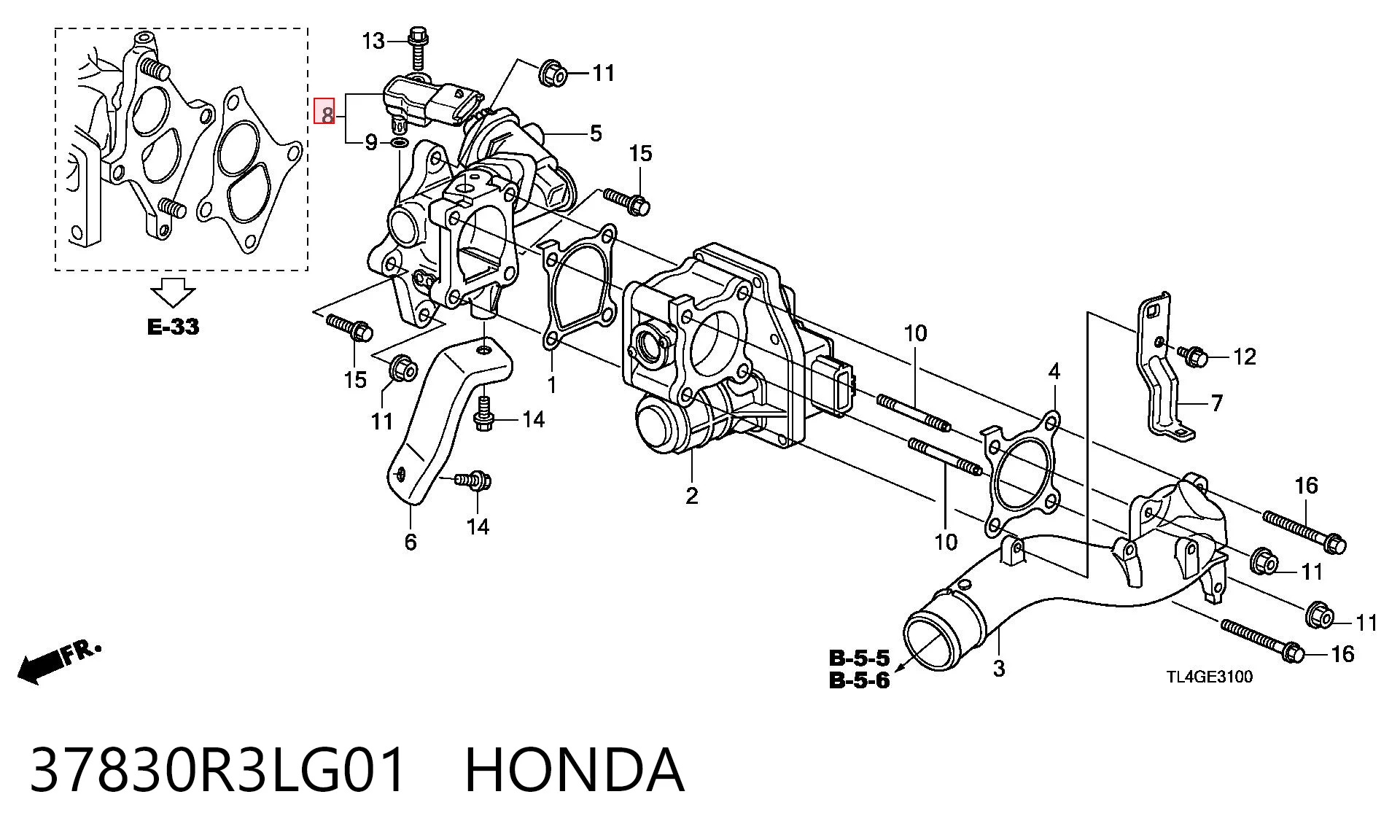 37830R3LG01 Honda Датчик наддува