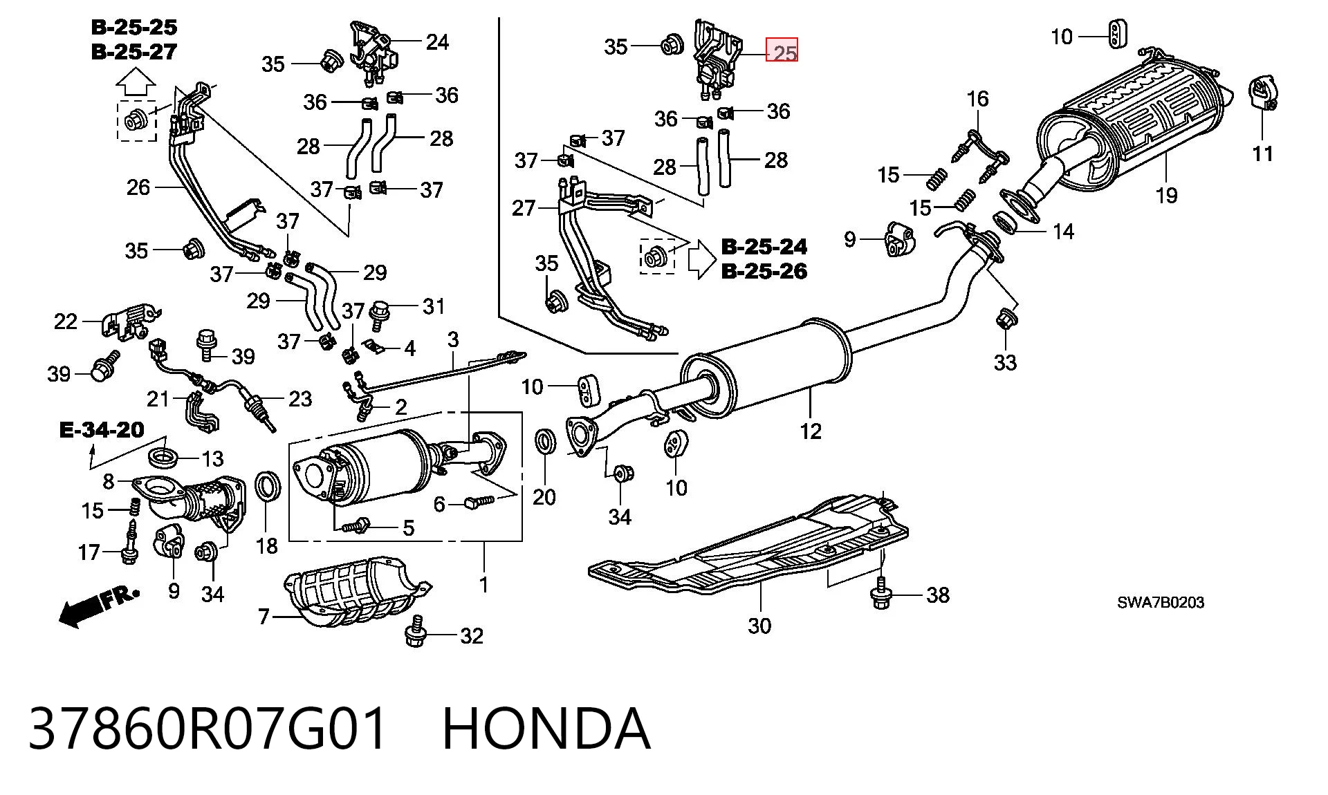37860R07G01 Honda Датчик тиску вихлопних газів