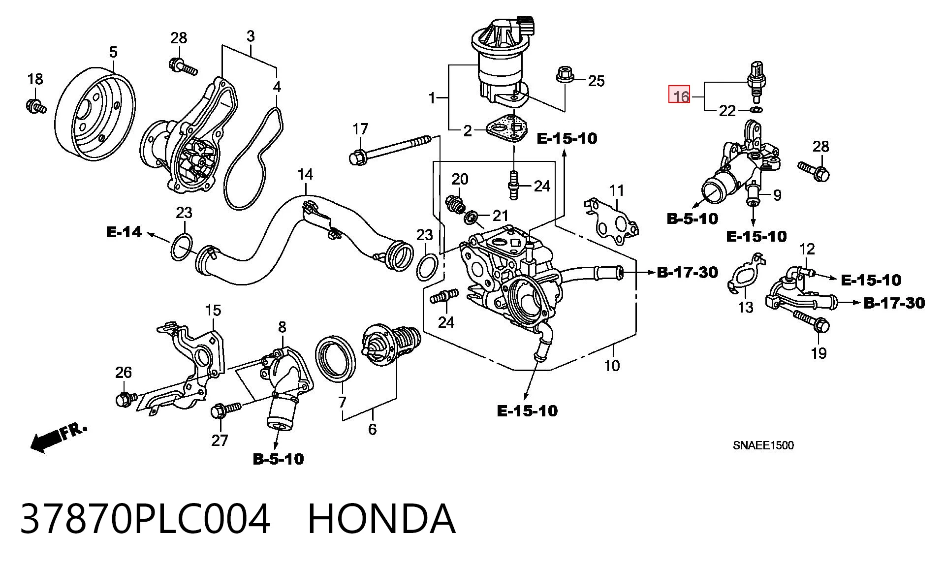 37870PLC004 Honda Покажчик температури охолоджуючої рідини