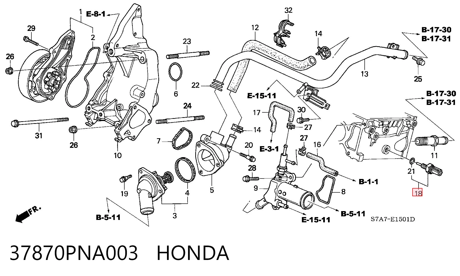 37870PNA003 Honda Покажчик температури охолоджуючої рідини