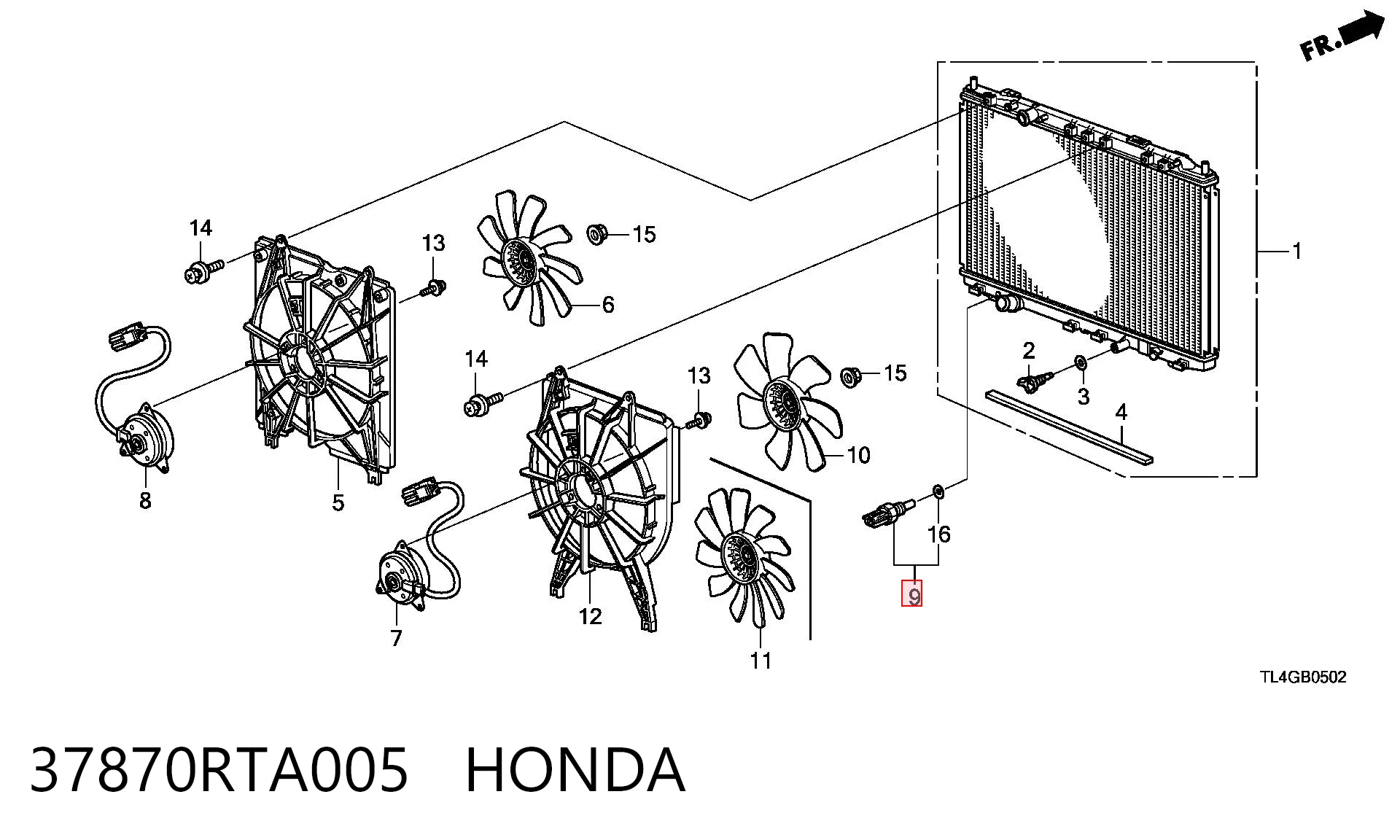 37870RTA005 Honda Датчик радіатора