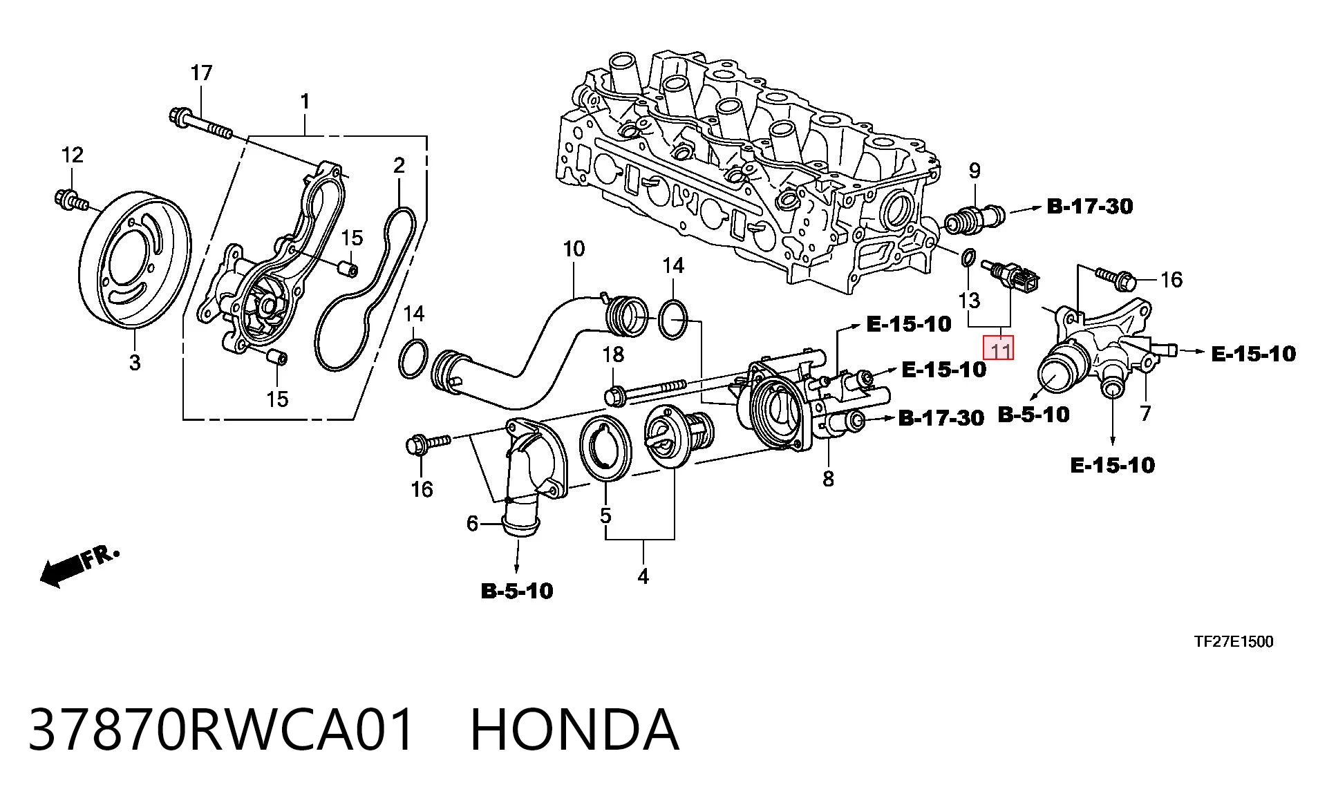 37870RWCA01 Honda Датчик радіатора