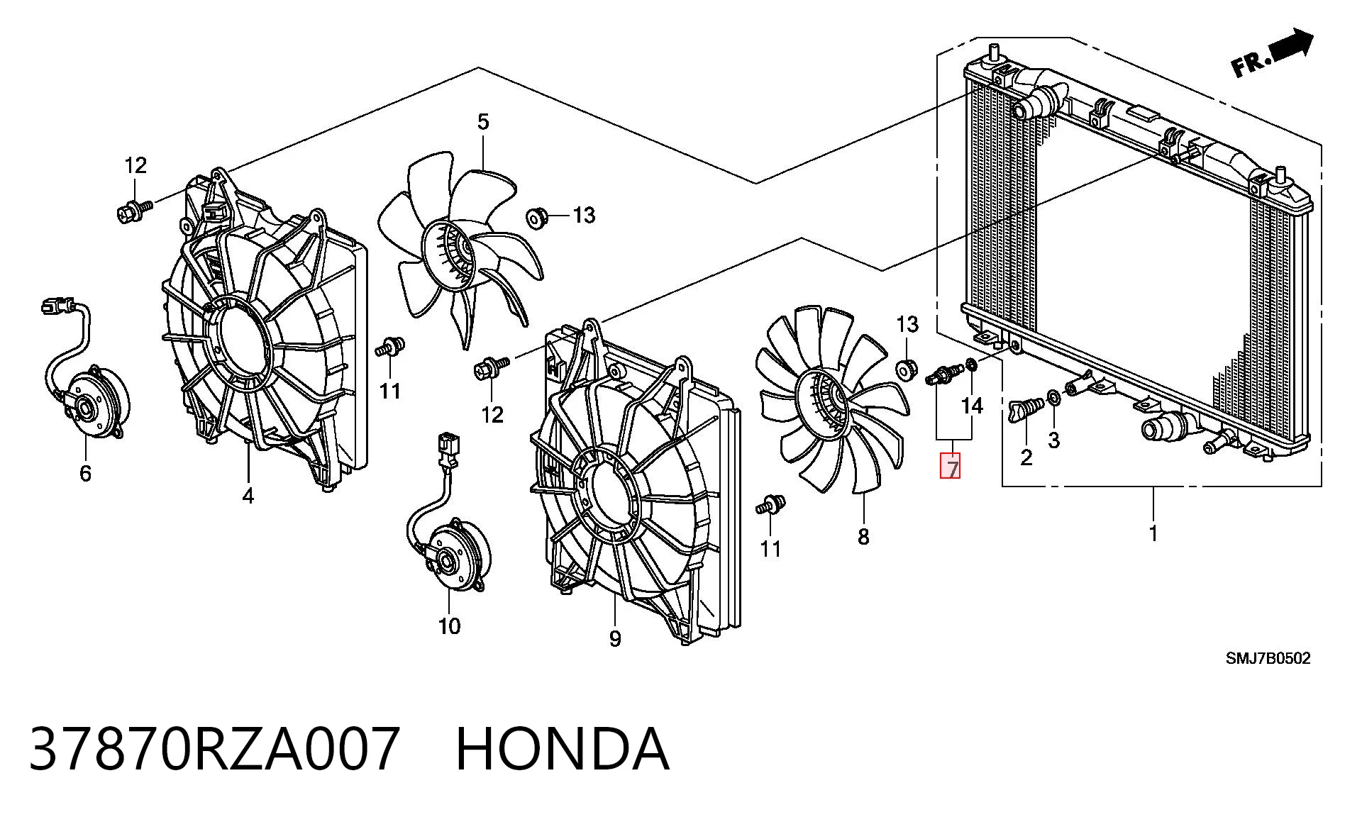 37870RZA007 Honda Датчик радіатора