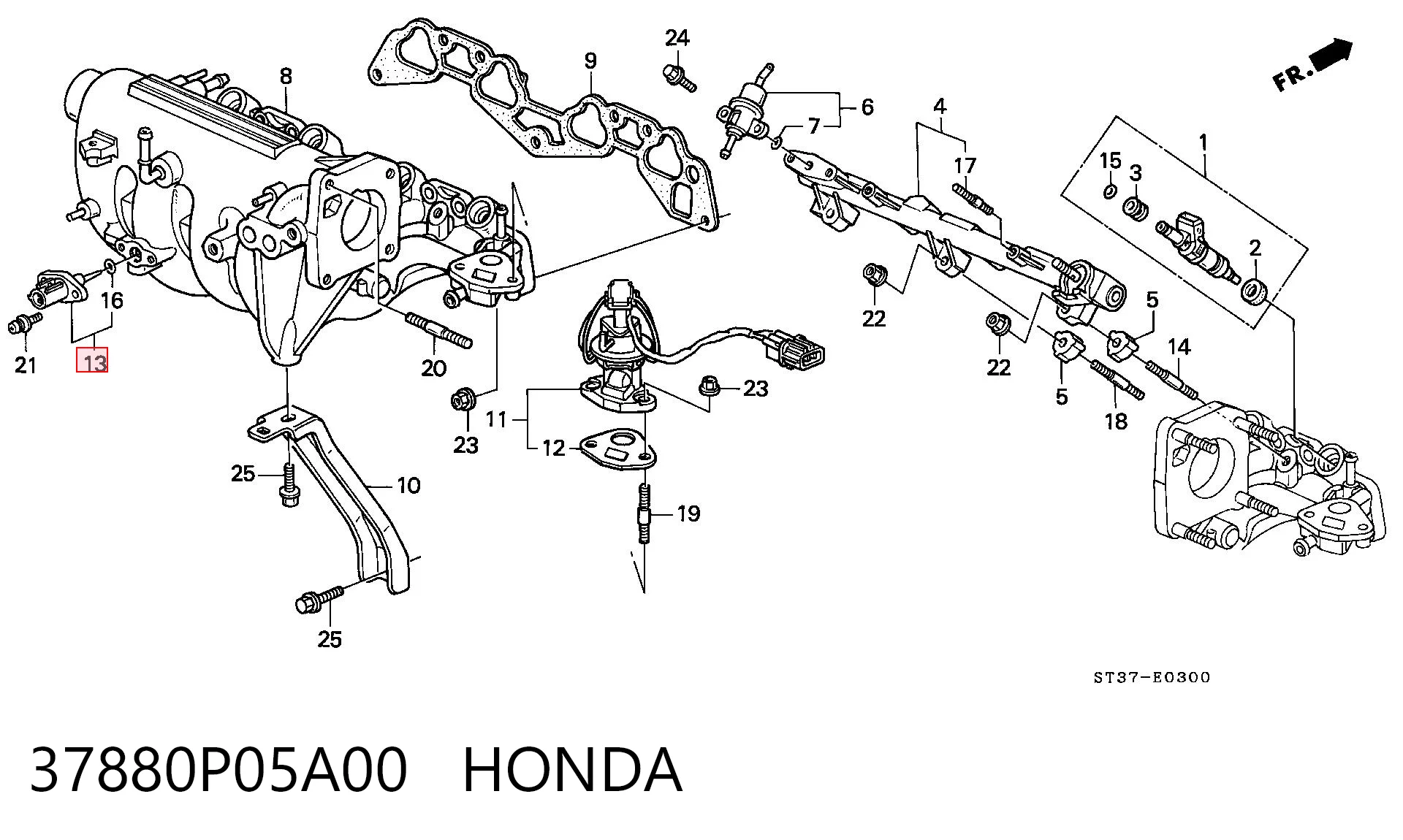 37880P05A00 Honda Датчик температури повітряної суміші