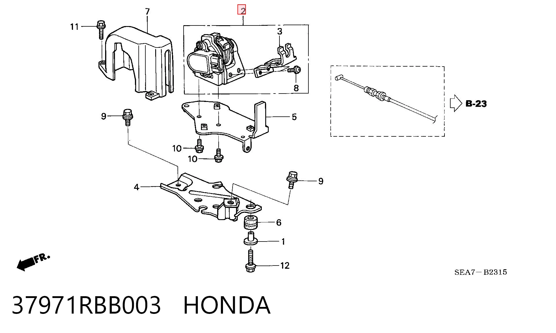 37971RBB003 Honda Датчик положення педалі акселератора (газу)