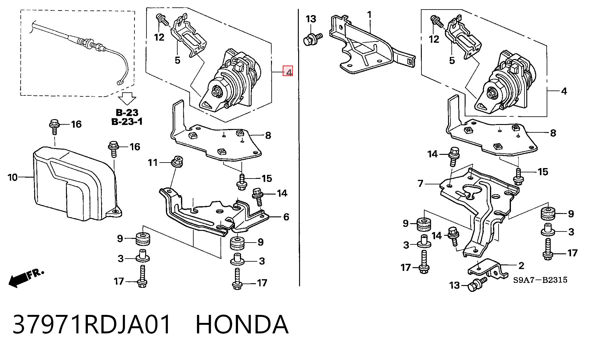 37971RDJA01 Honda Датчик положення педалі акселератора (газу)