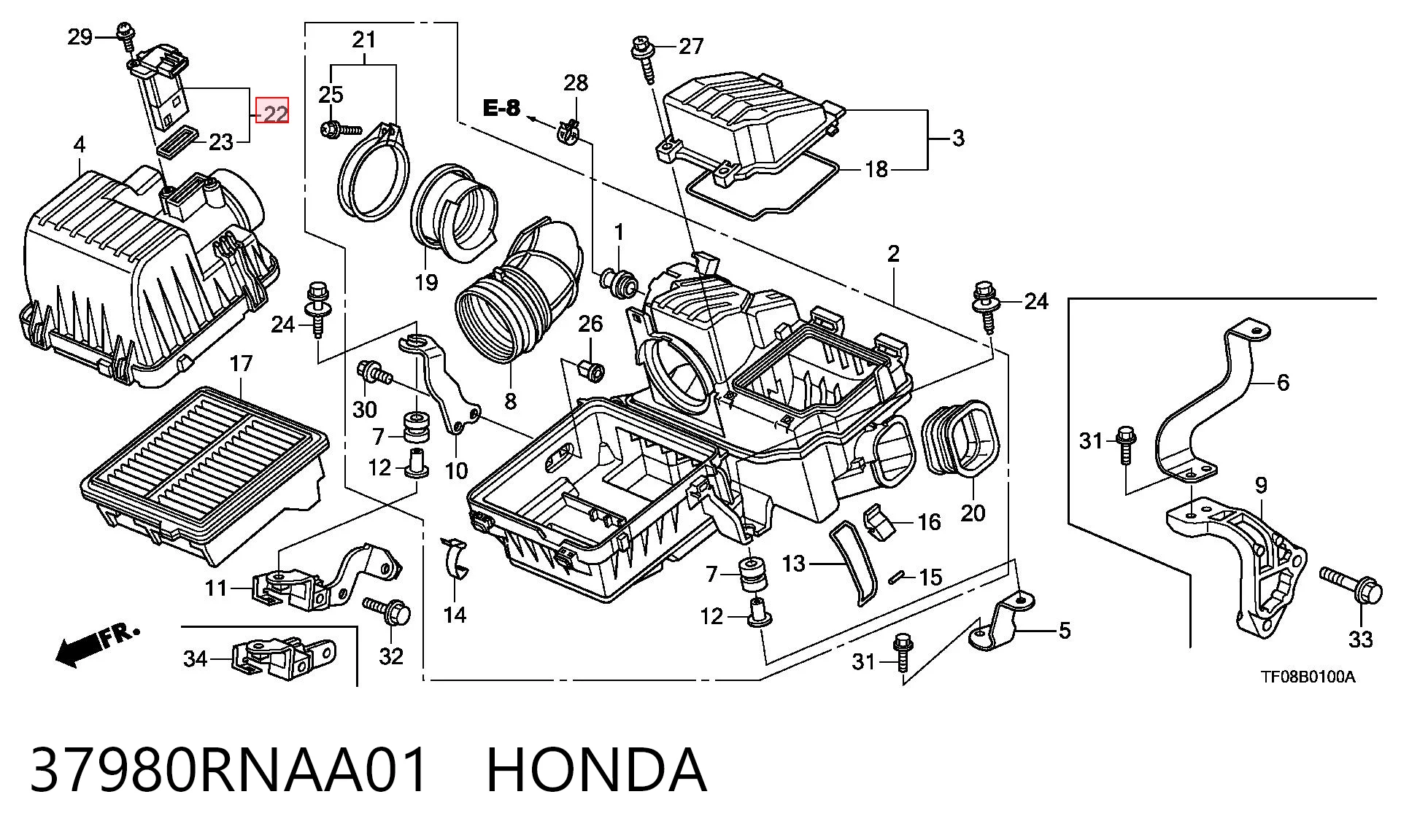37980RNAA01 Honda Датчик витрати повітря
