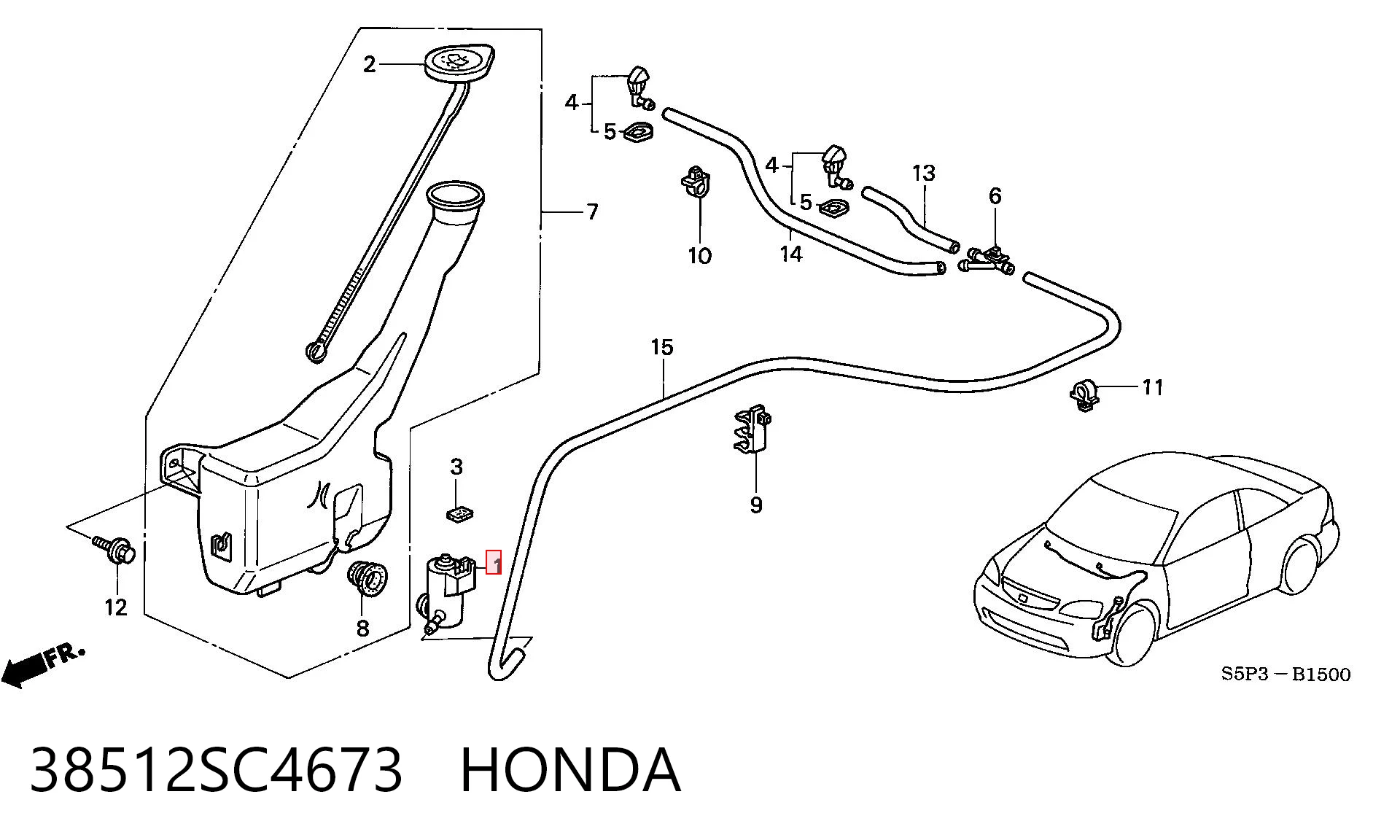 38512SC4673 Honda Моторчик заднього двірника
