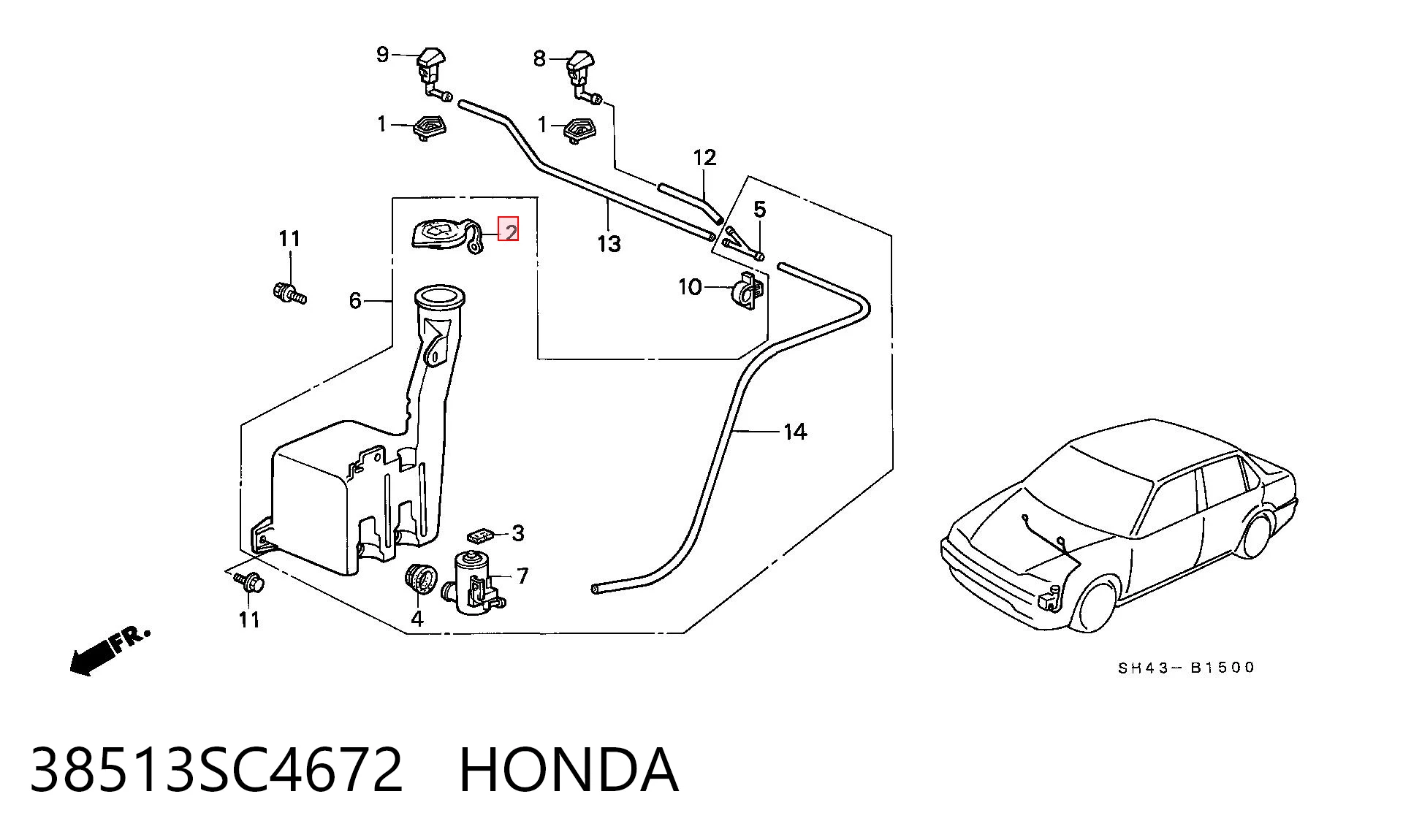 38513SC4672 Honda Кришка бачка омивача