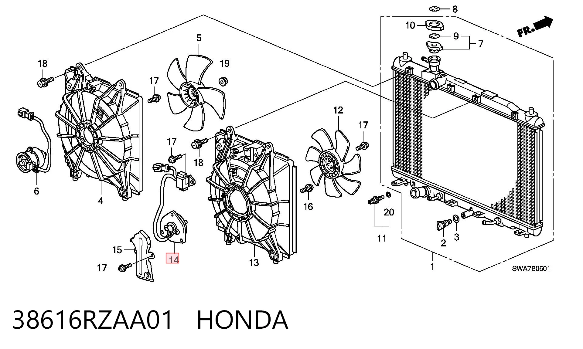 38616RZAA01 Honda Мотор вентилятора кондиціонера