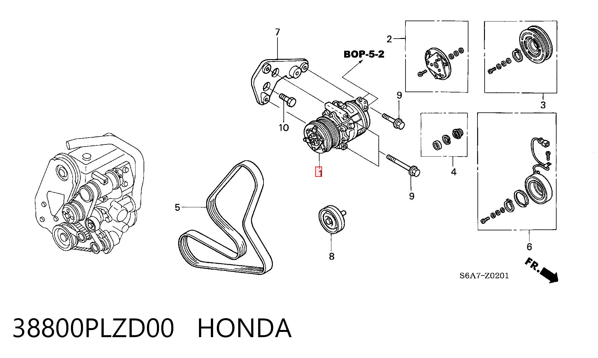38800PLZD00 Honda Компресор холодоагенту