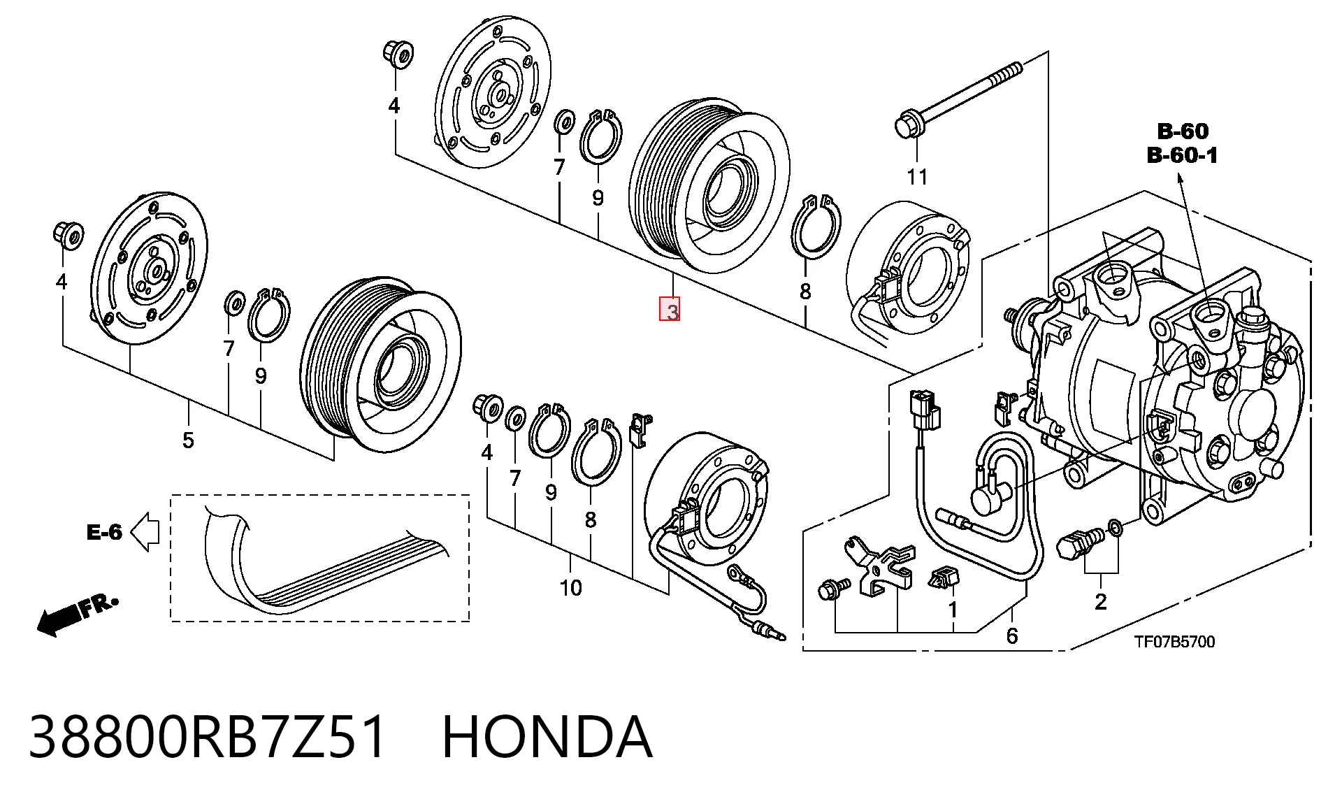 38800RB7Z51 Honda Компресор холодоагенту