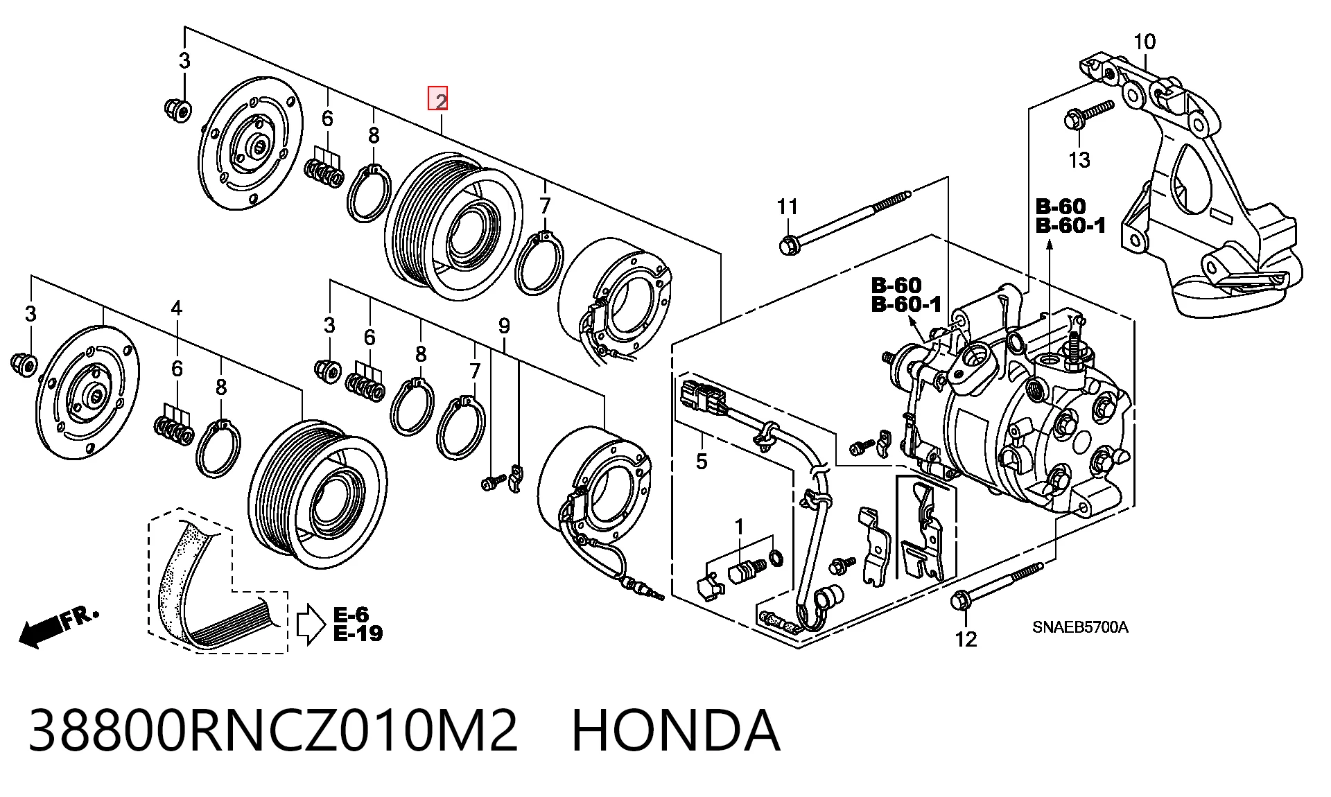 38800RNCZ010M2 Honda Компресор холодоагенту