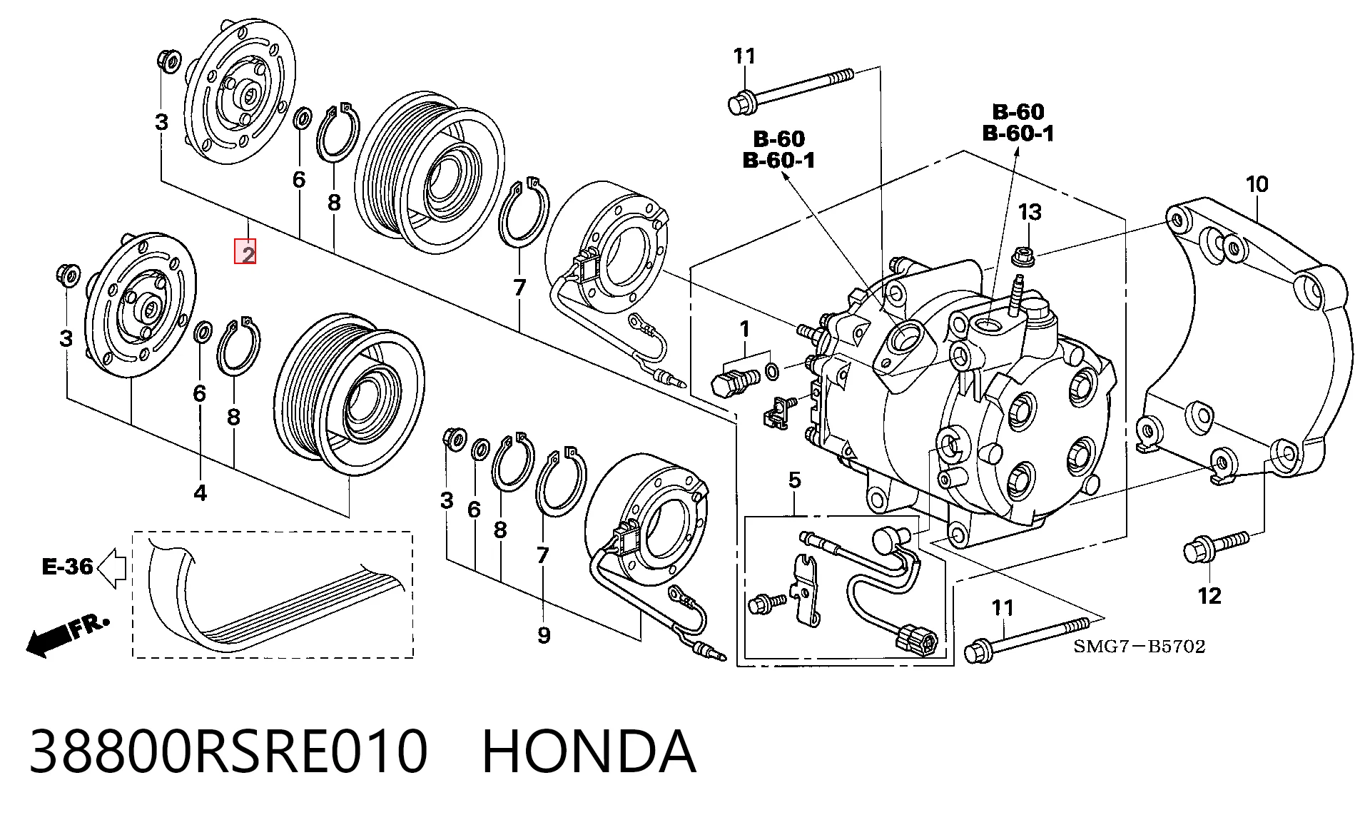 38800RSRE010 Honda Компресор холодоагенту