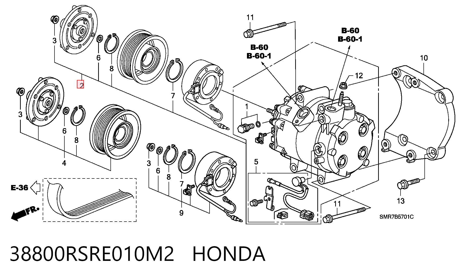 38800RSRE010M2 Honda Компресор холодоагенту