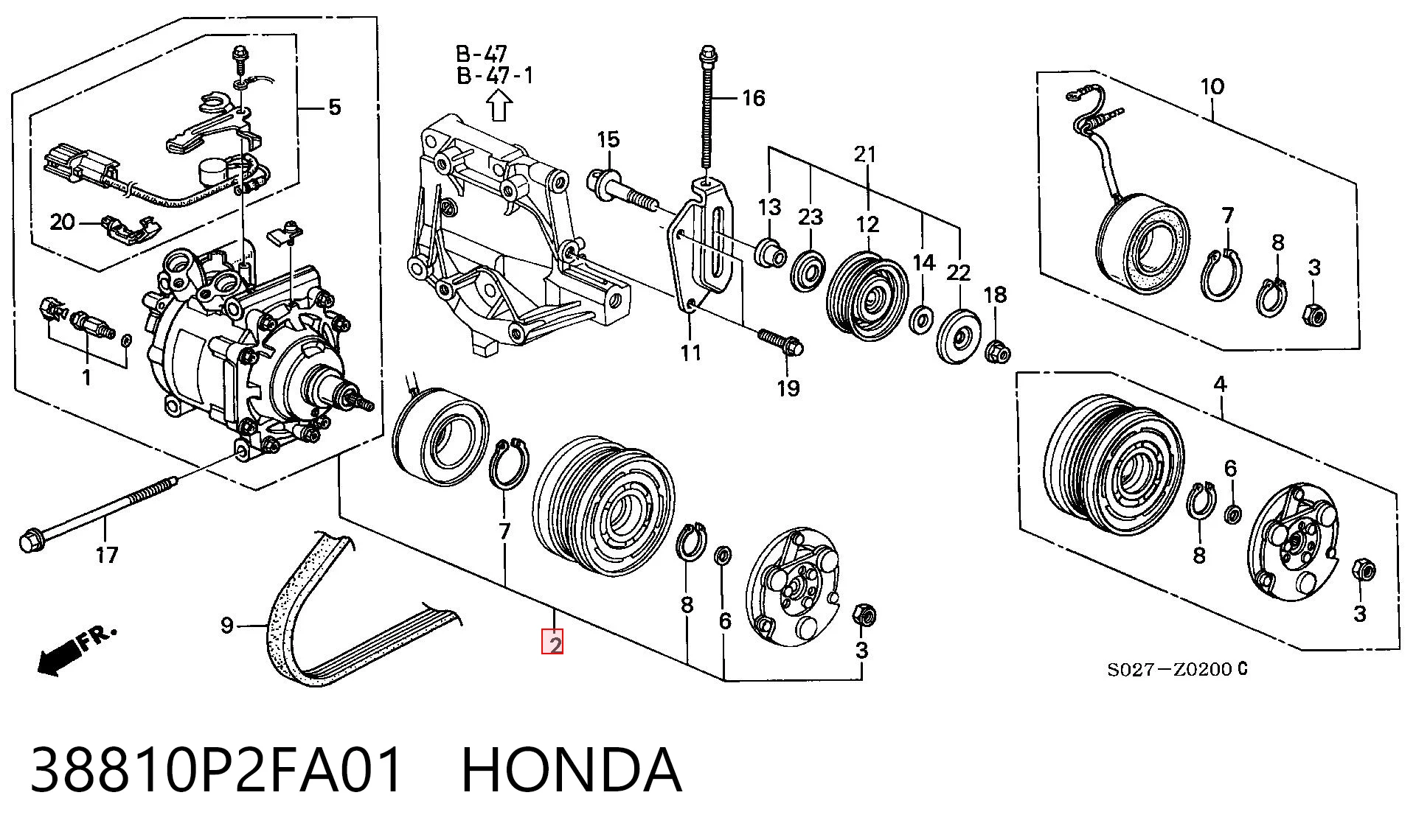 38810P2FA01 Honda Компресор холодоагенту