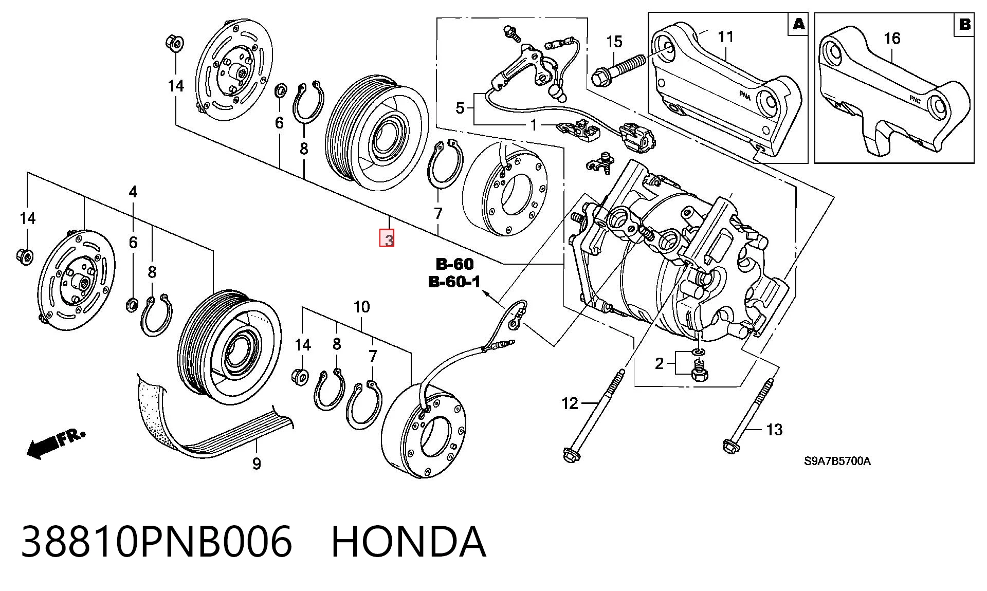 38810PNB006 Honda Компресор холодоагенту