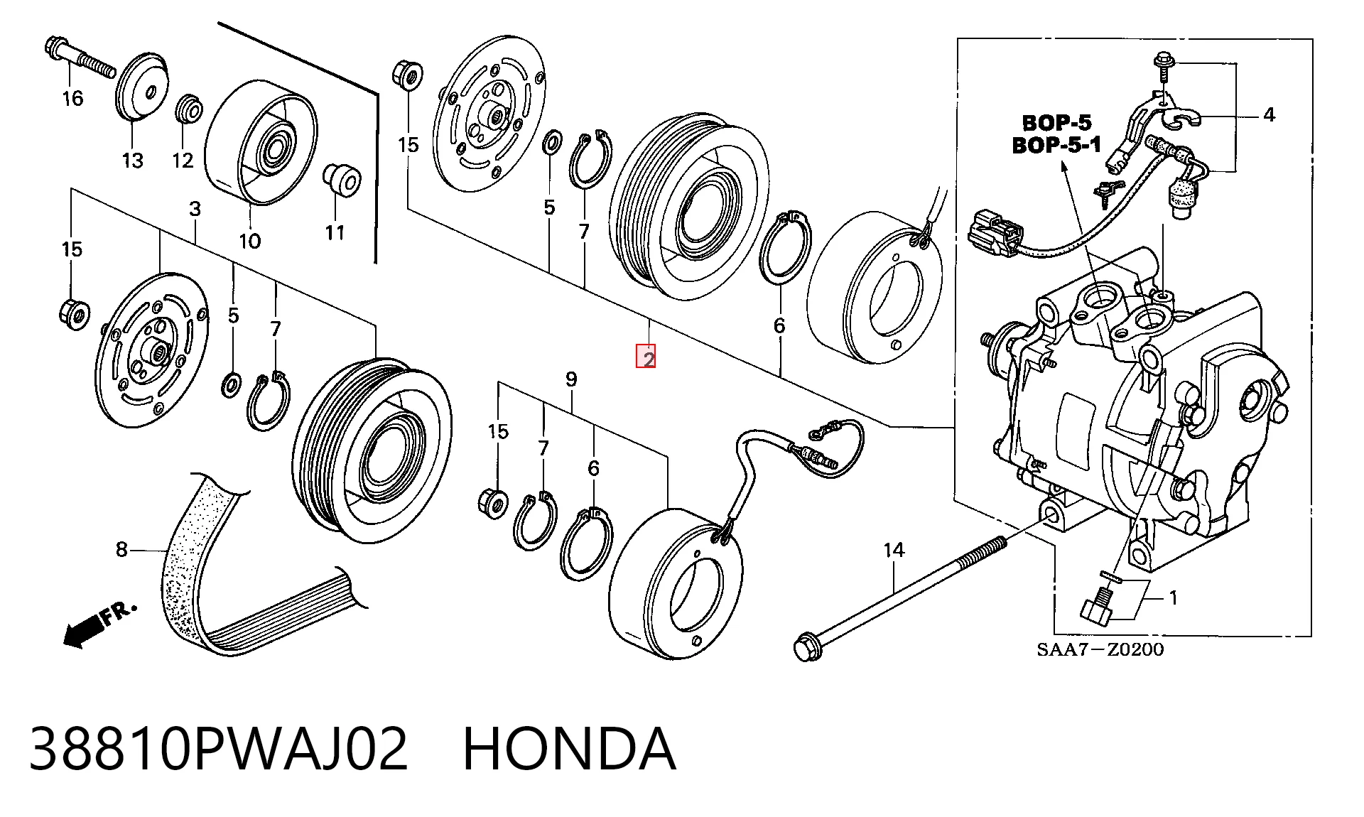 38810PWAJ02 Honda Компресор холодоагенту