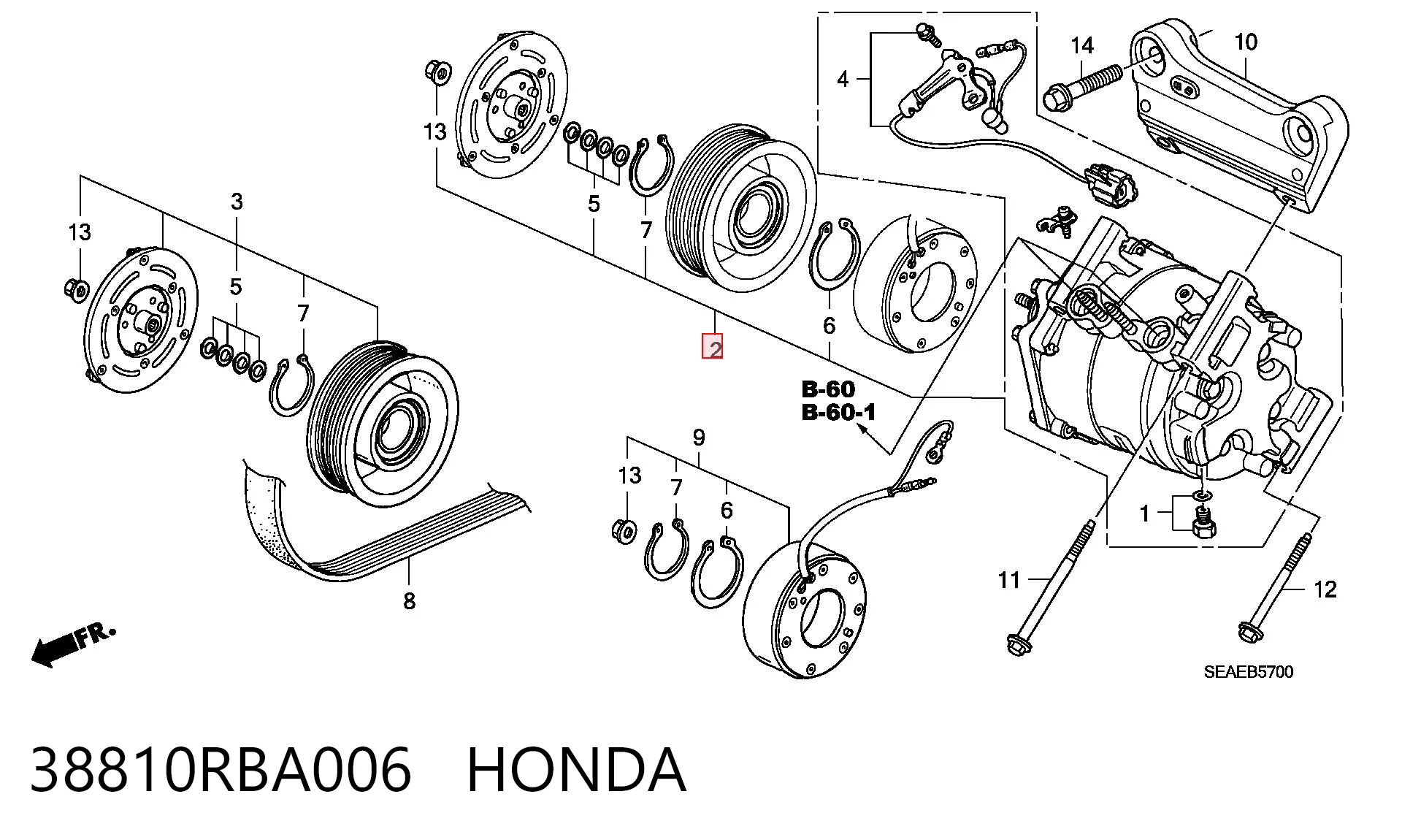 38810RBA006 Honda Компресор холодоагенту