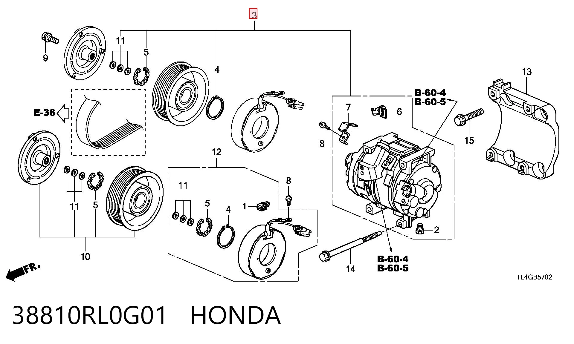 38810RL0G01 Honda Компресор холодоагенту