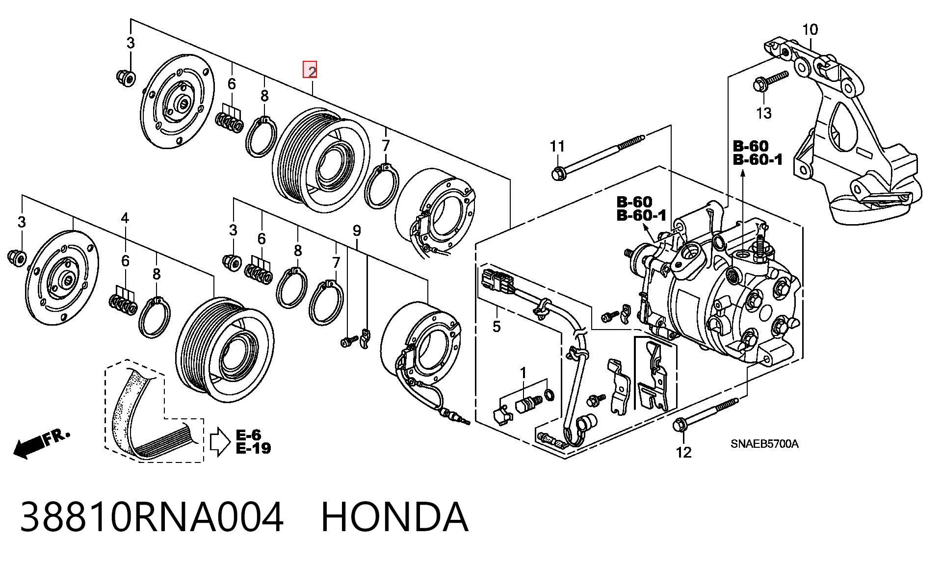 38810RNA004 Honda Компресор холодоагенту