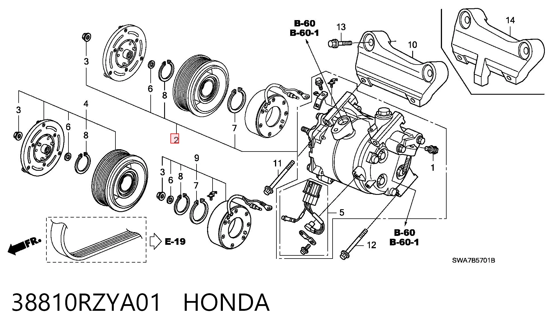 38810RZYA01 Honda Компресор холодоагенту