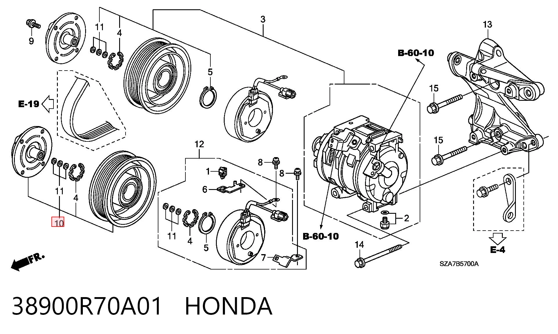 38900R70A01 Honda Привід компресора системи опалення