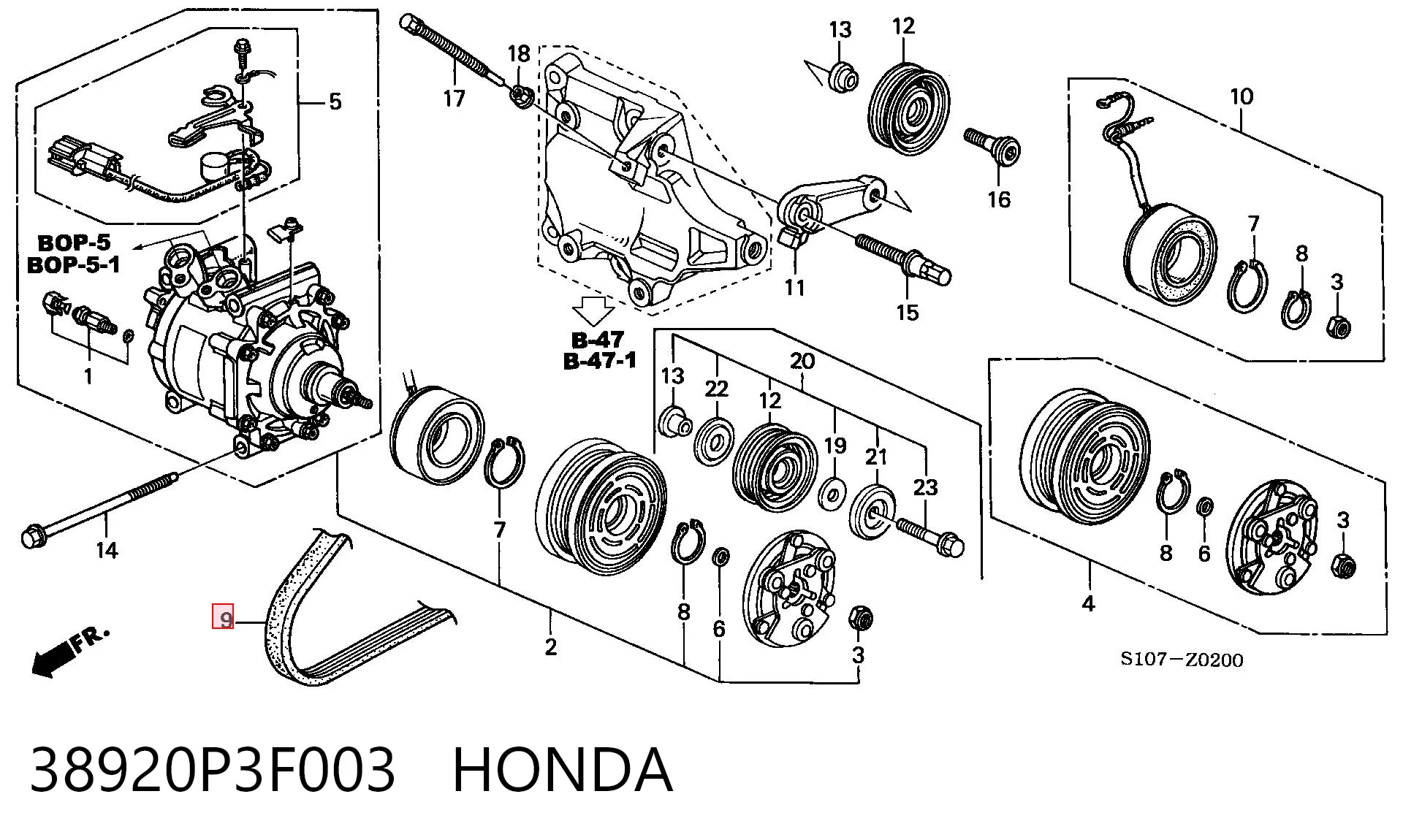 38920P3F003 Honda Поліклиновий ремінь