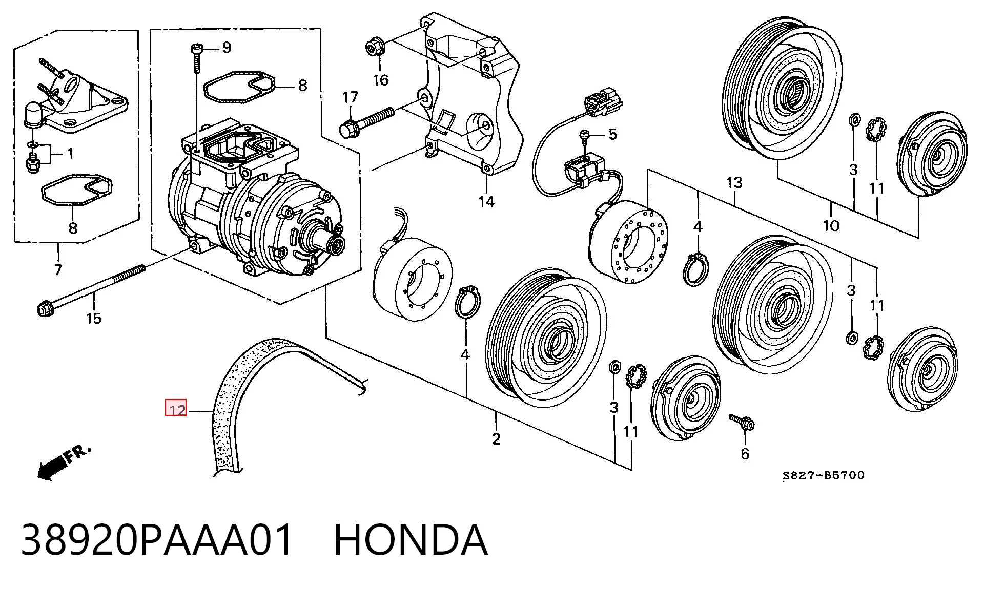 38920PAAA01 Honda Поліклиновий ремінь