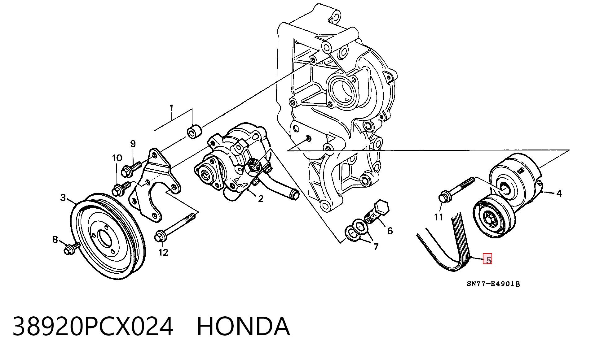 38920PCX024 Honda Поліклиновий ремінь