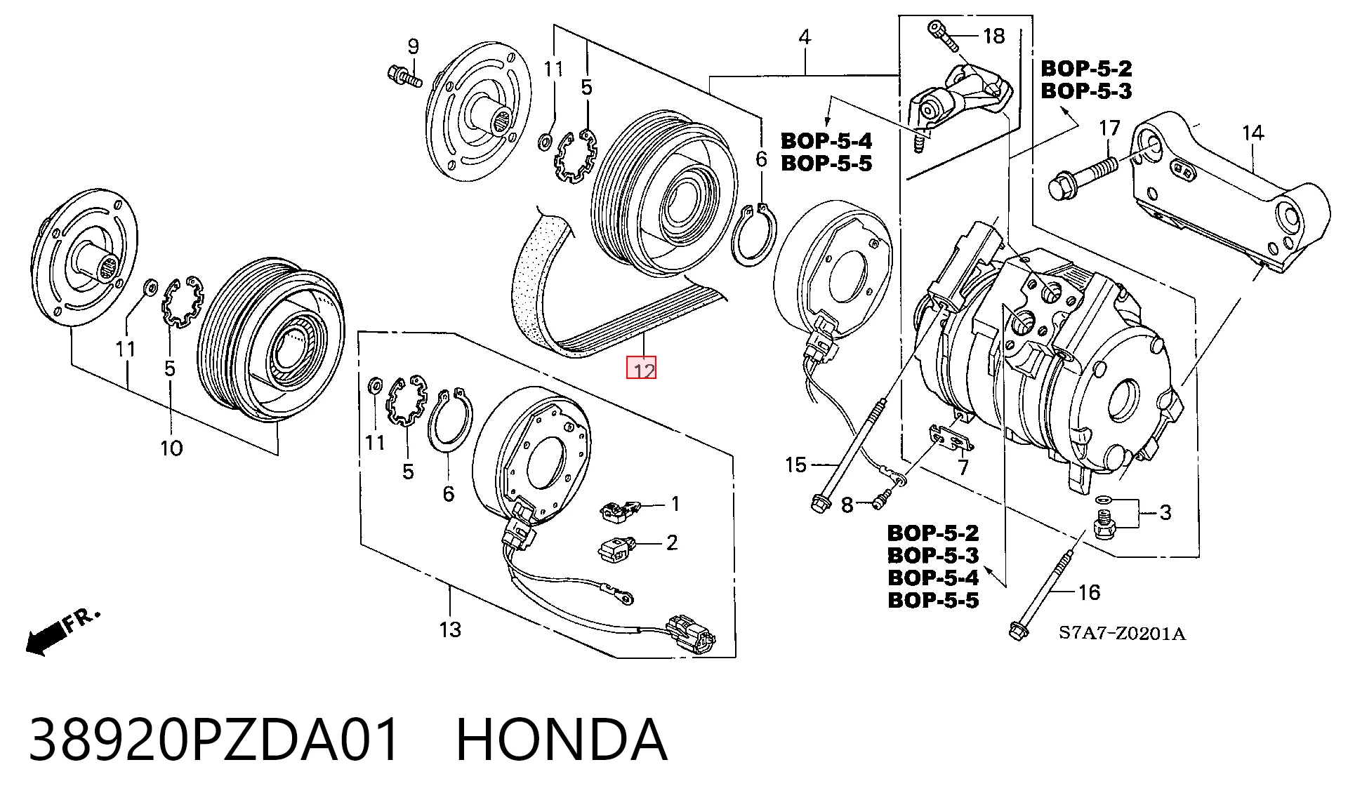 38920PZDA01 Honda Поліклиновий ремінь