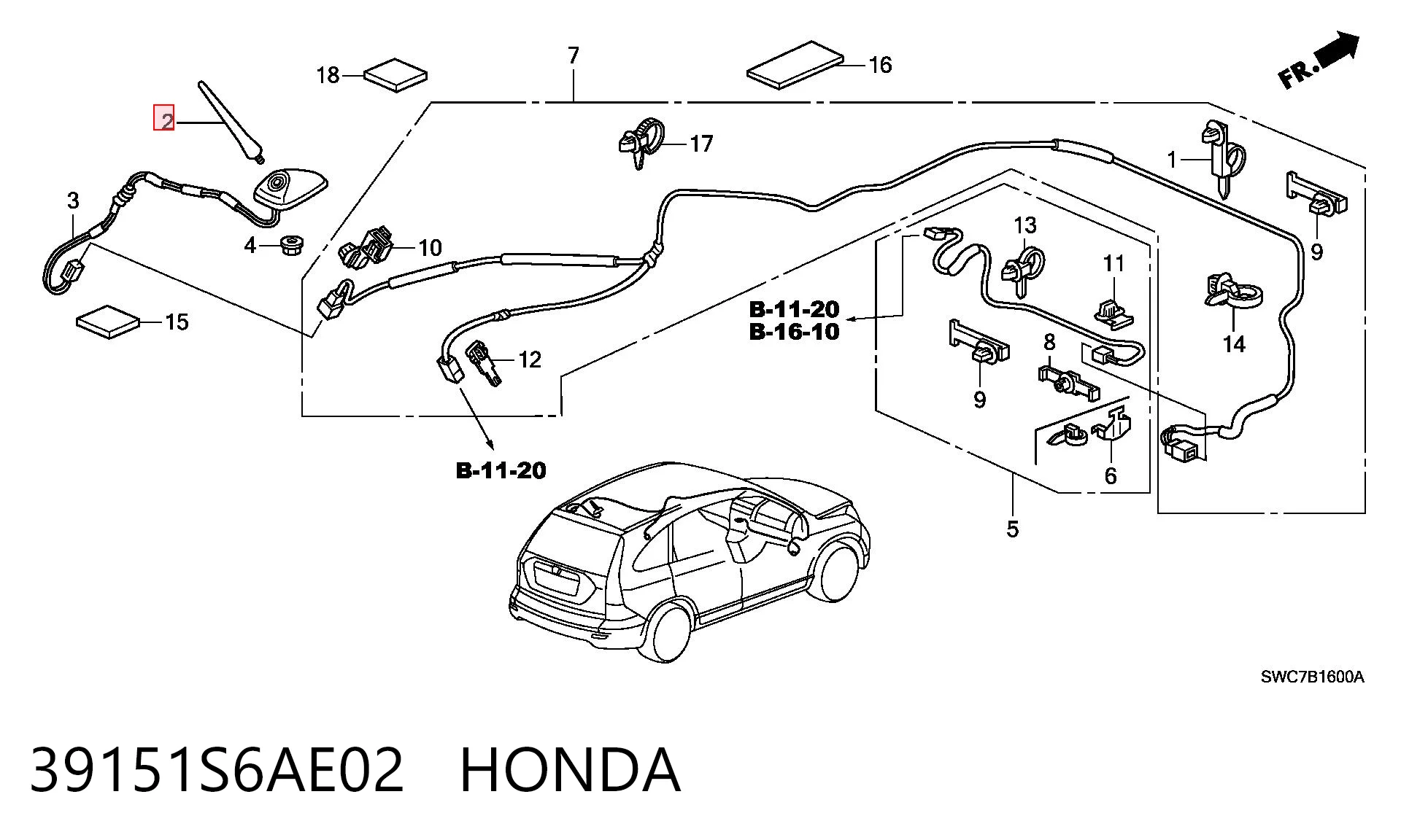 39151S6AE02 Honda Шток антени