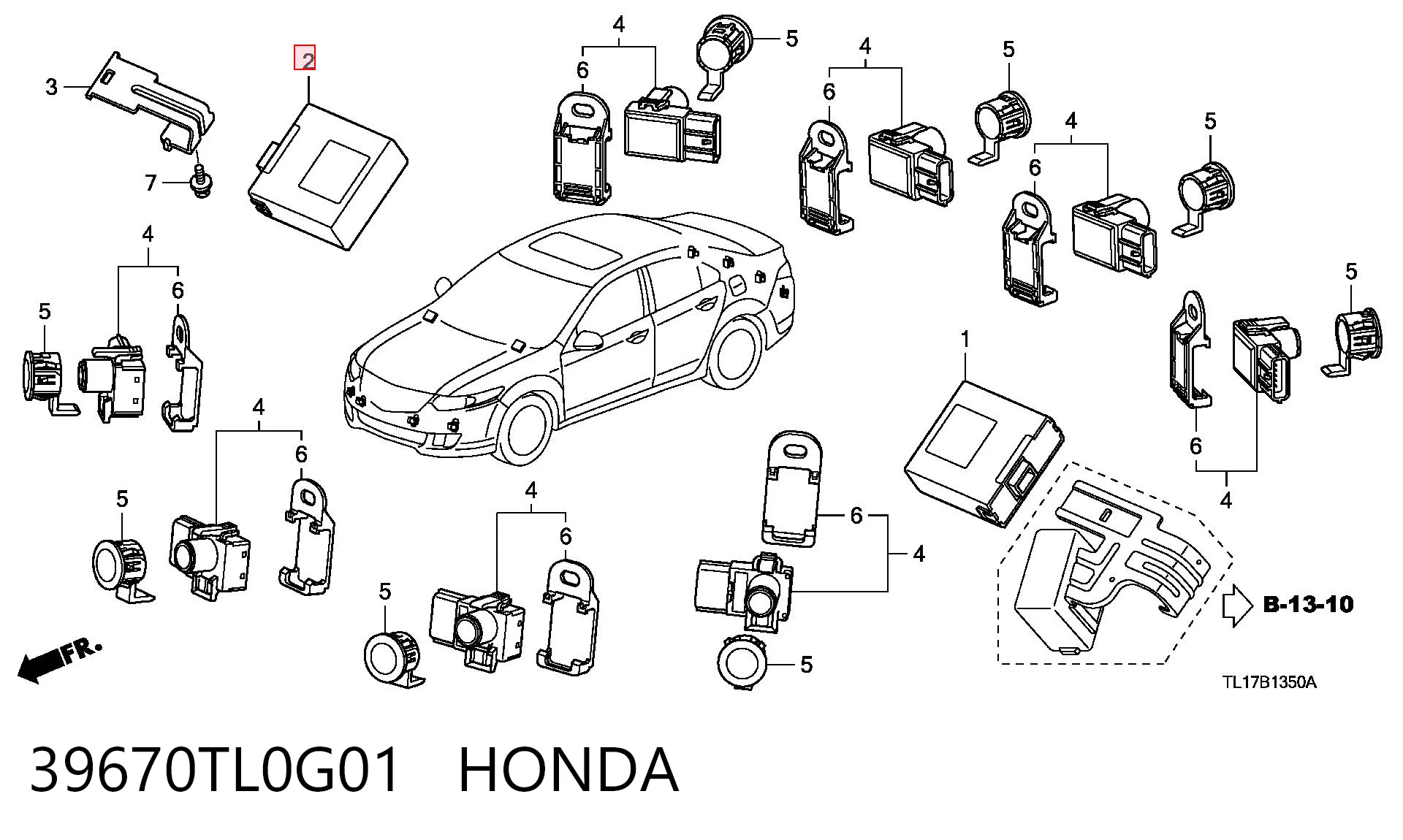 39670TL0G01 Honda Модуль (блок ЕБУ) управління парктроніком