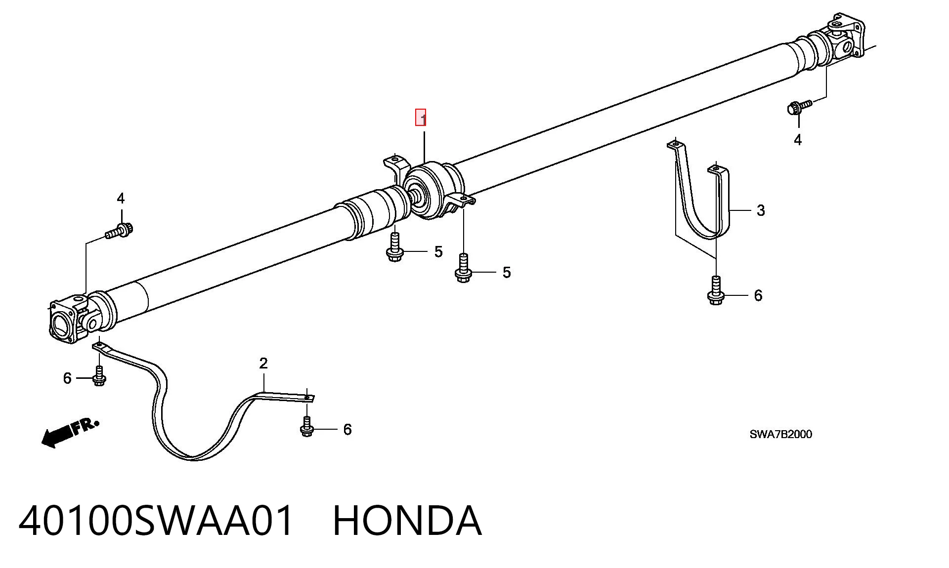 40100SWAA01 Honda Вал карданний основний заднього моста