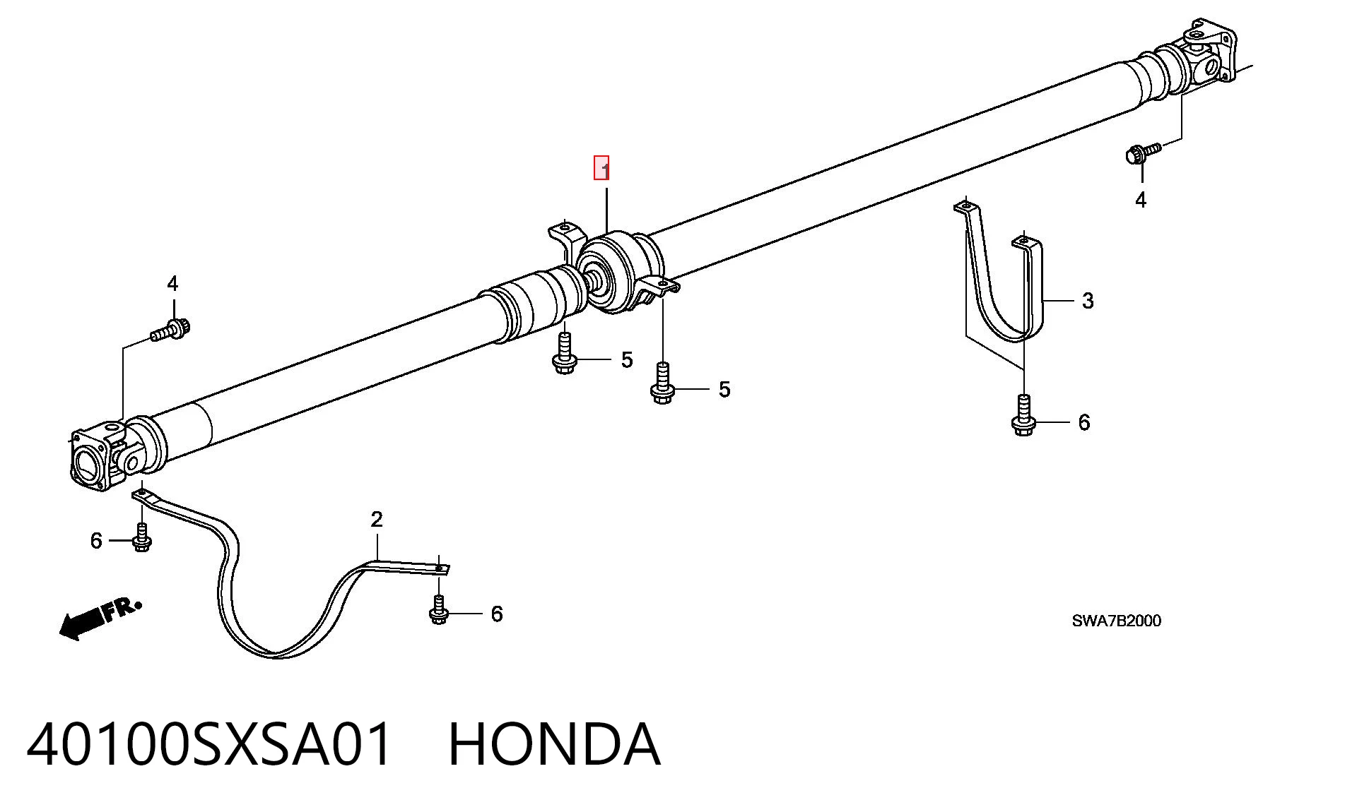 40100SXSA01 Honda Вал карданний основний заднього моста