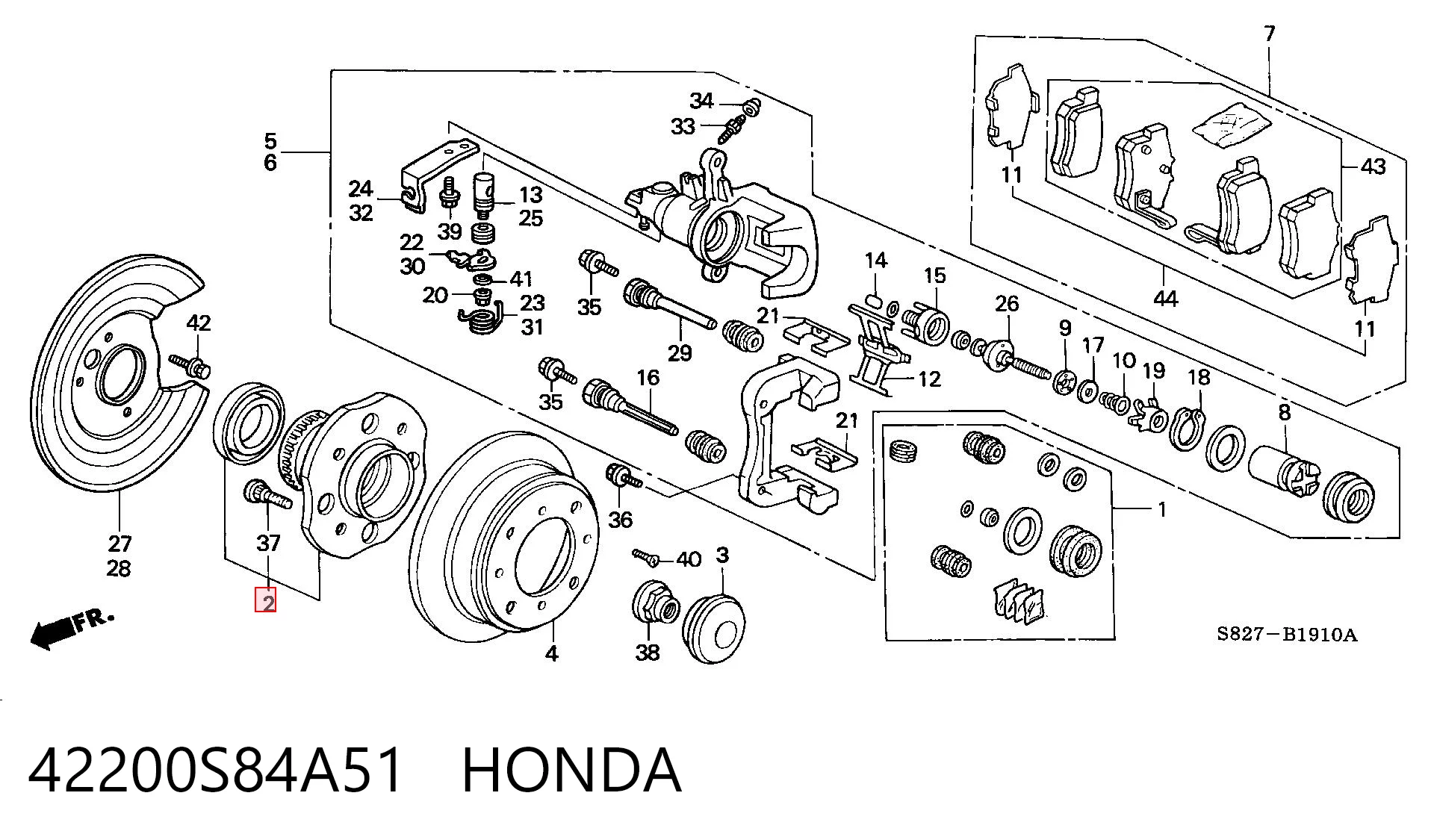 42200S84A51 Honda Маточина задня