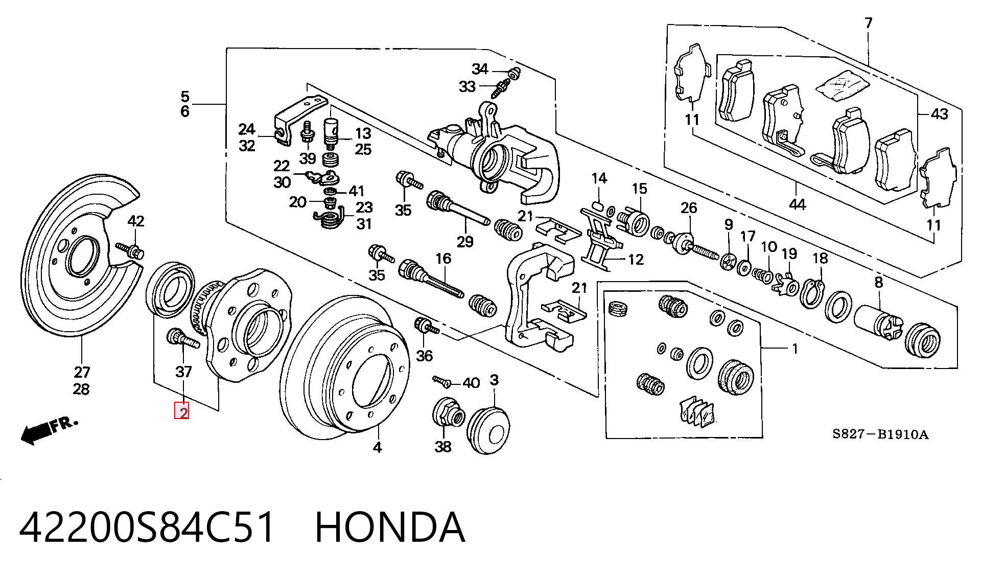 42200S84C51 Honda Маточина задня