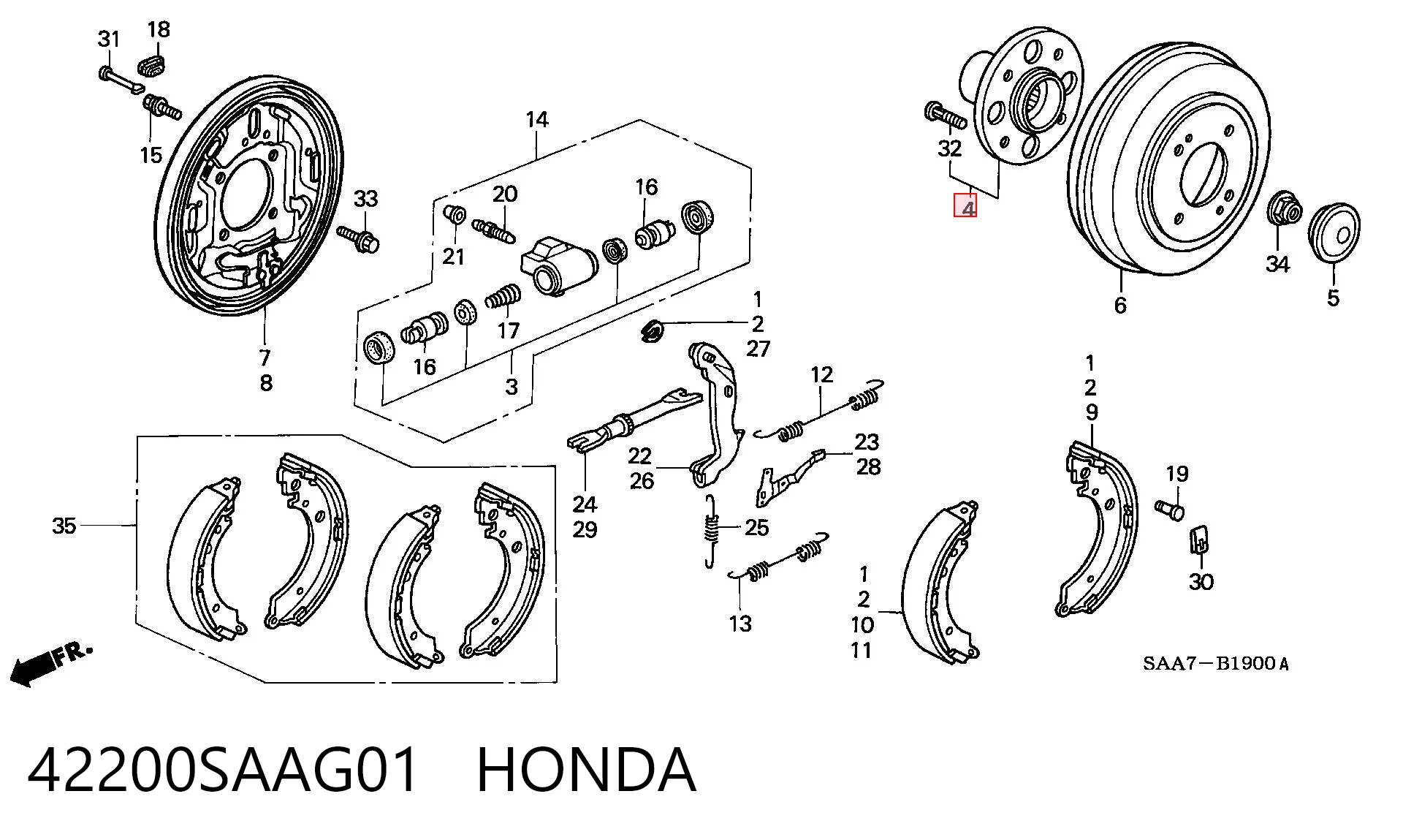 42200SAAG01 Honda Маточина задня