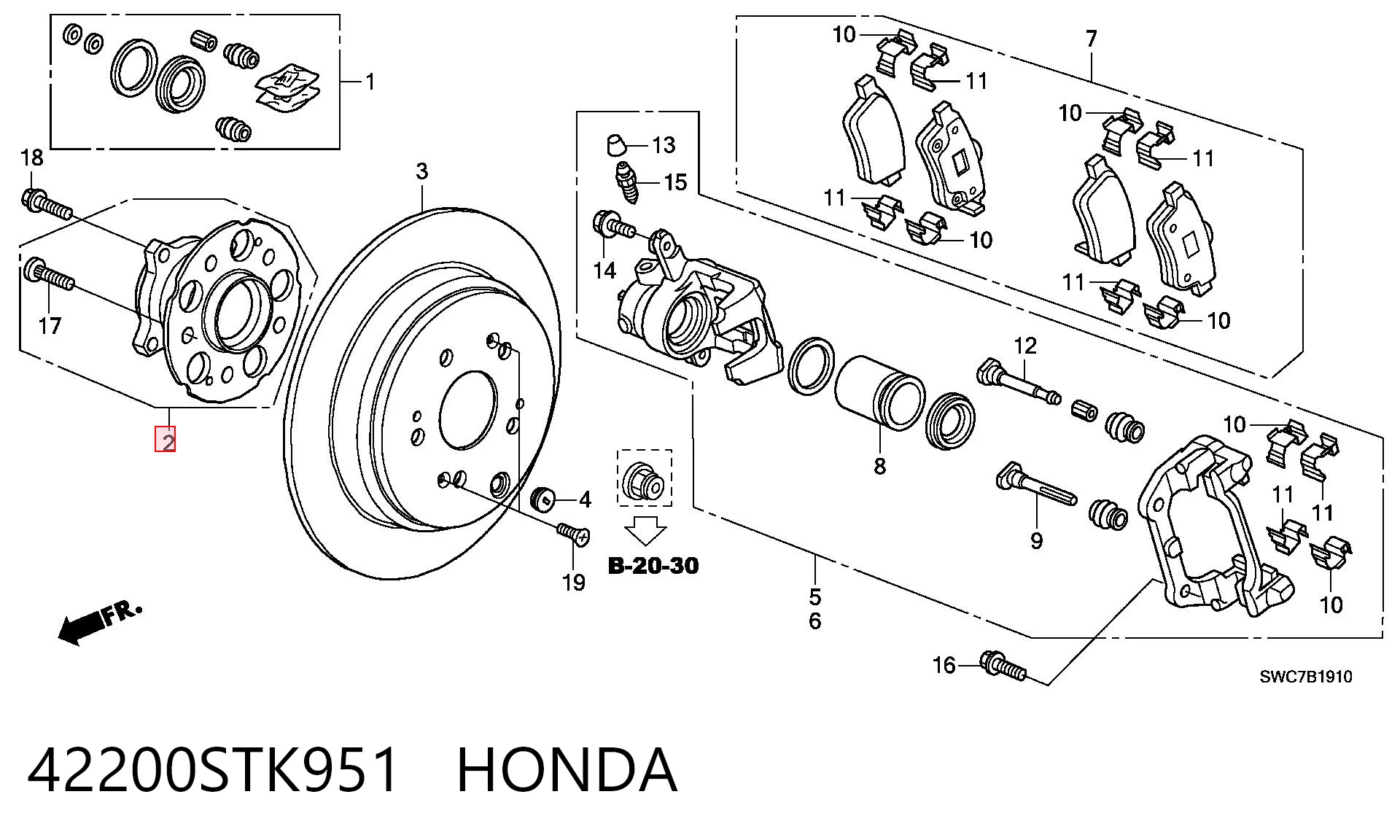 42200STK951 Honda Маточина задня