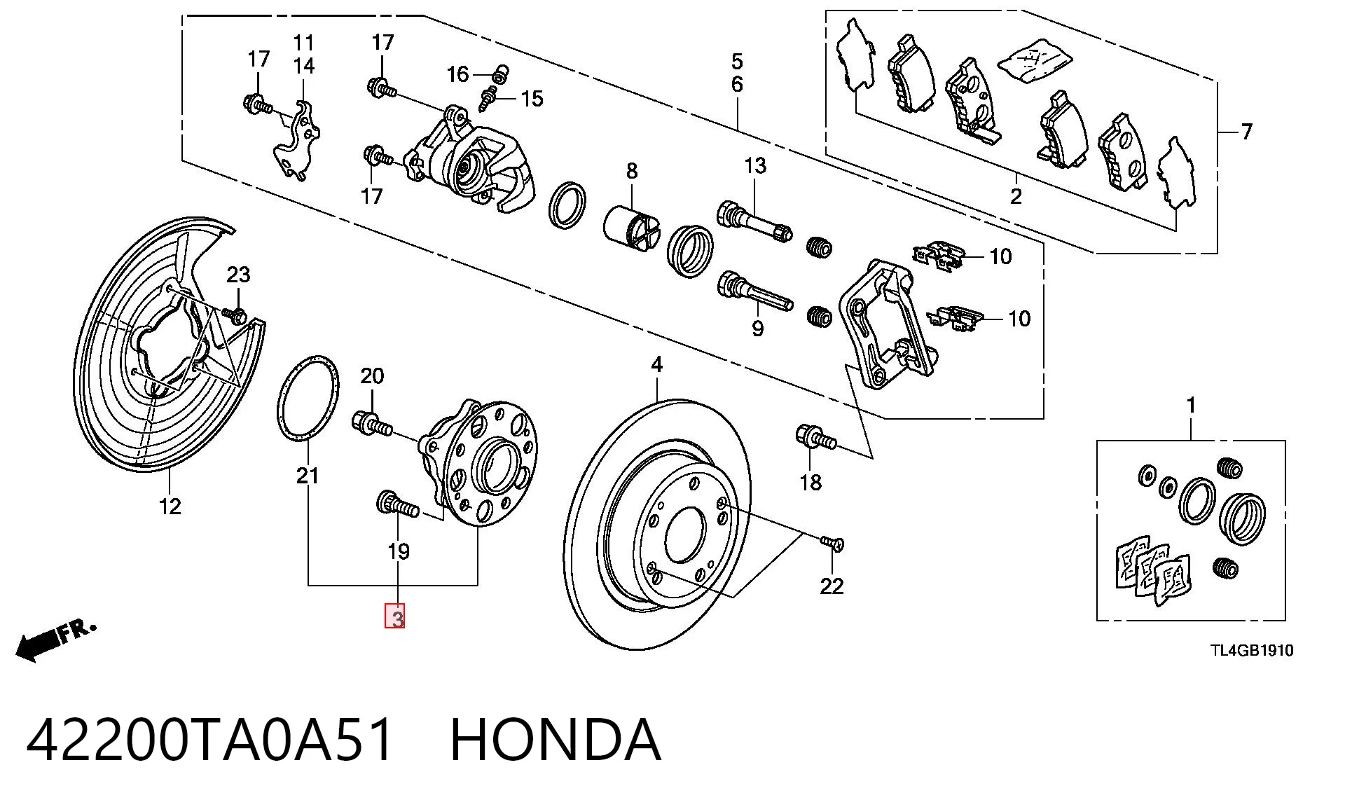 42200TA0A51 Honda Маточина задня
