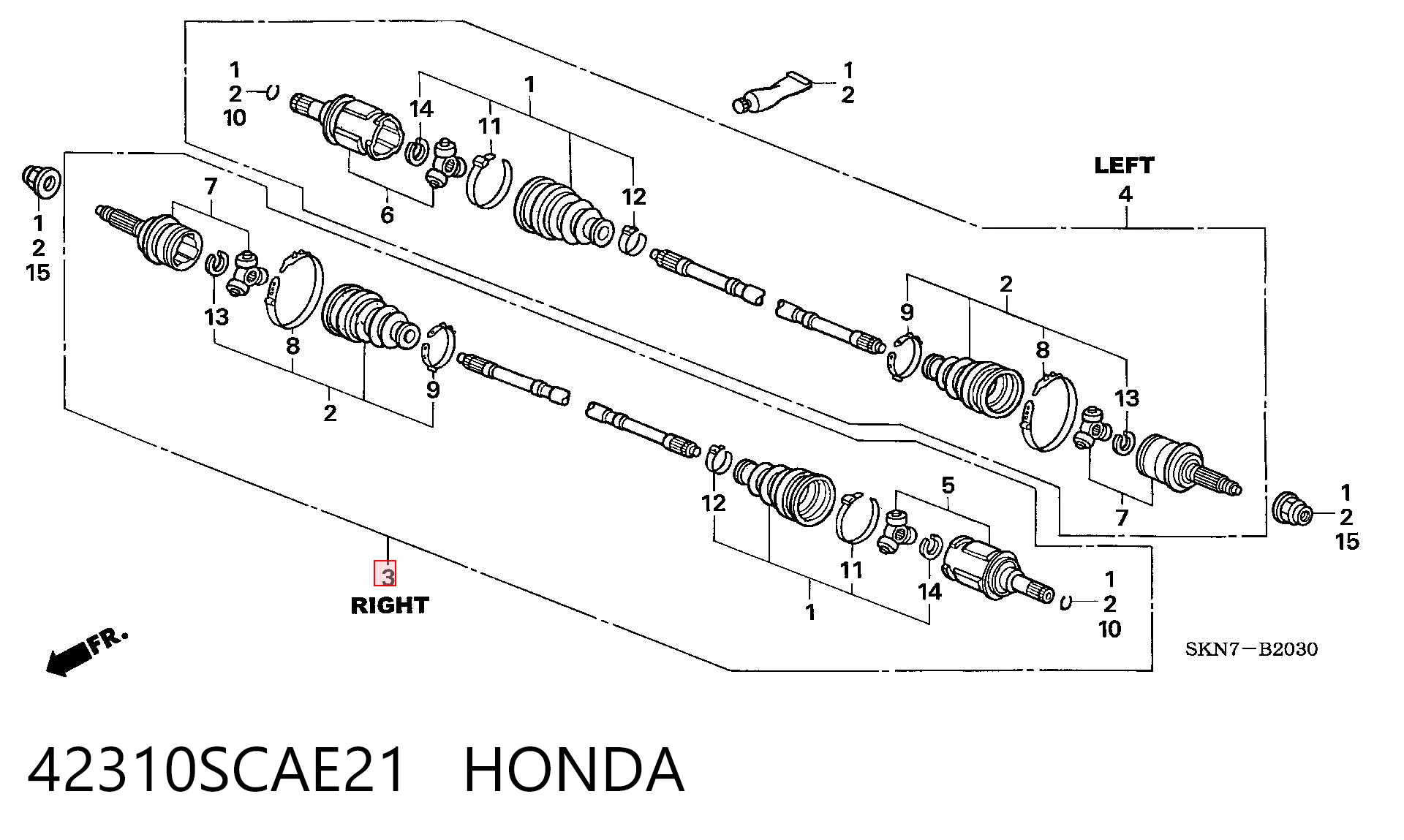 42310SCAE21 Honda Піввісь задня, ліва