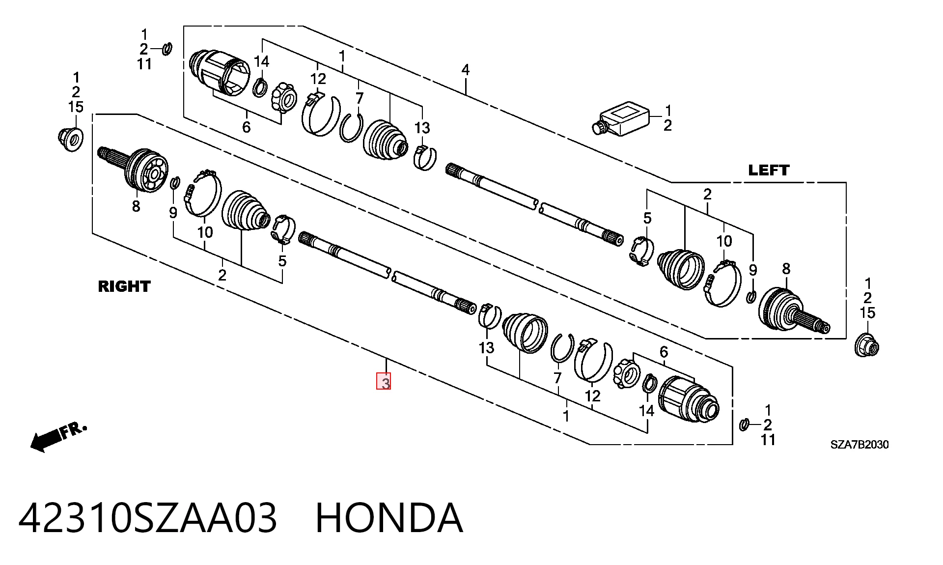 42310SZAA03 Honda Піввісь задня, права