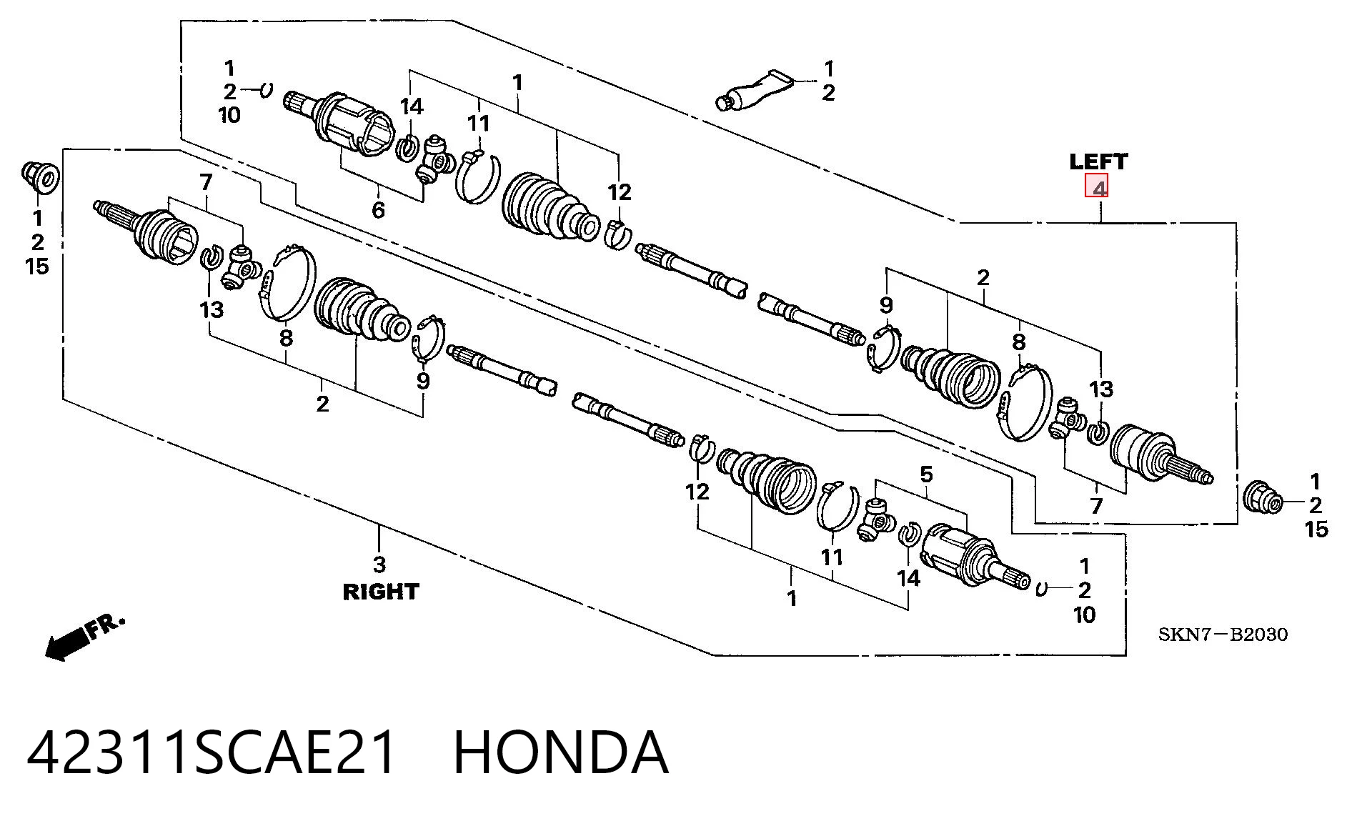 42311SCAE21 Honda Піввісь задня, права