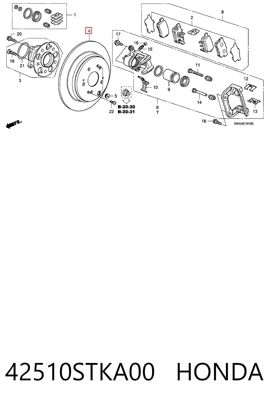 42510STKA00 Honda Дискові гальма