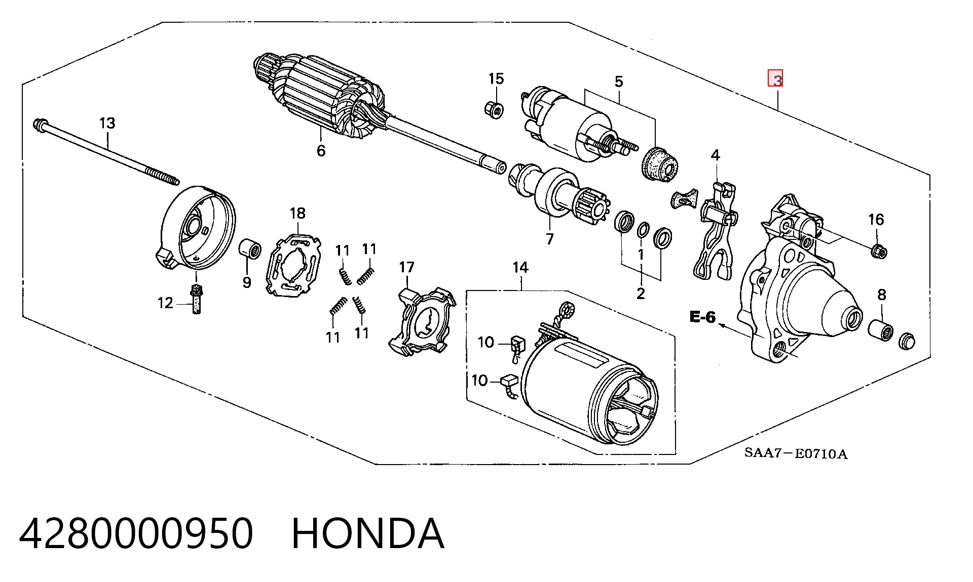 4280000950 Honda Стартер двигуна
