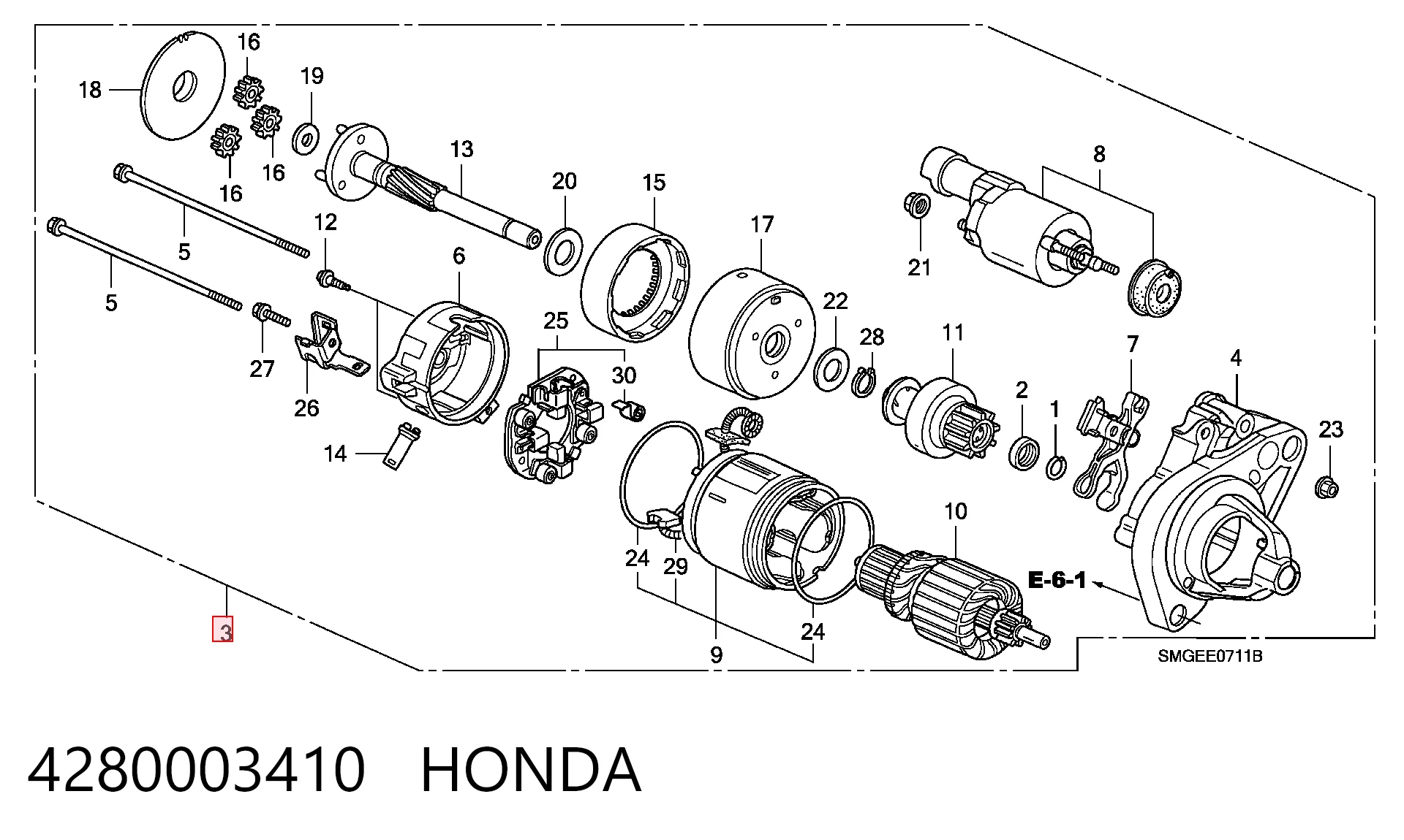 4280003410 Honda Стартер двигуна