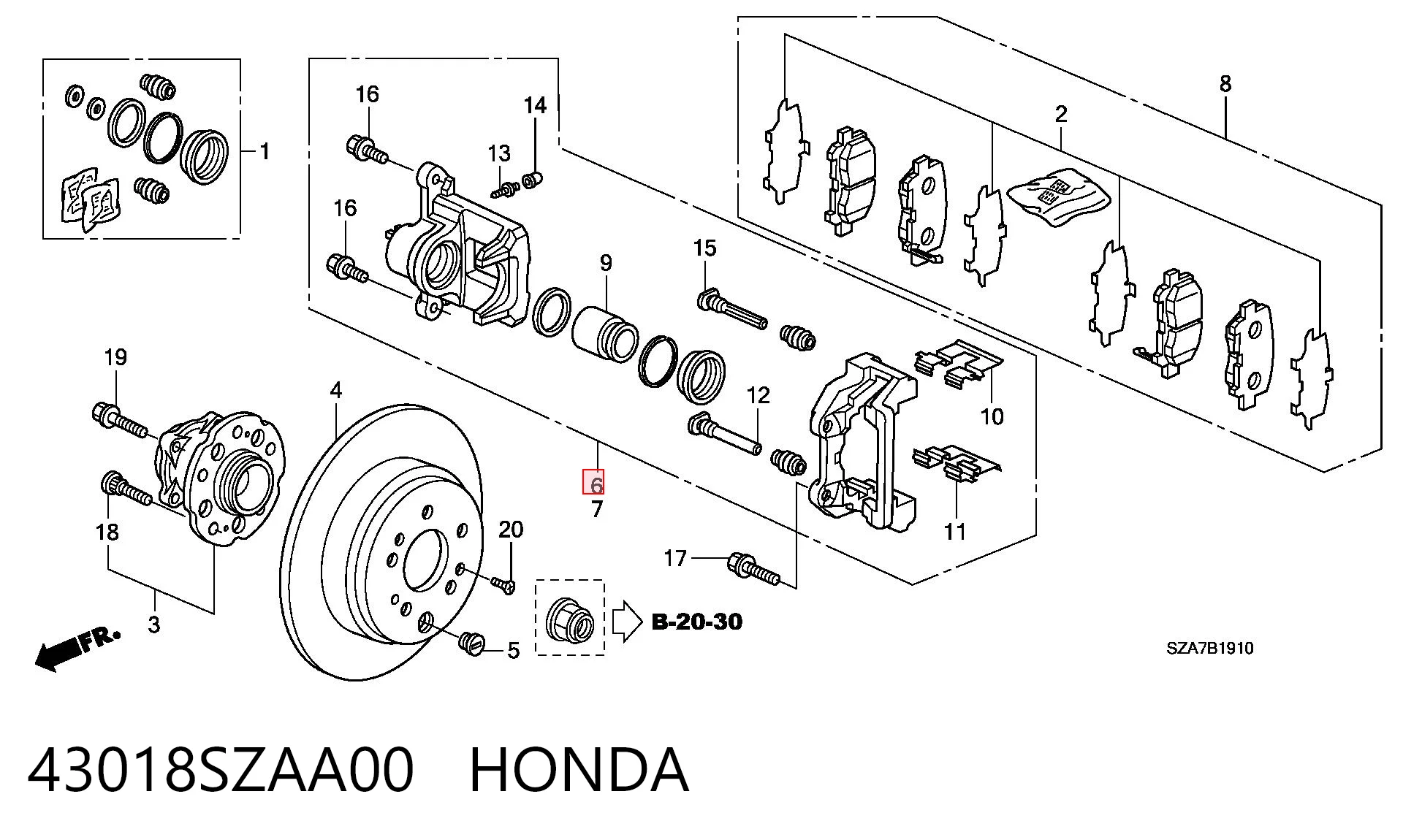 43018SZAA00 Honda Супорт гальмівний задній правий