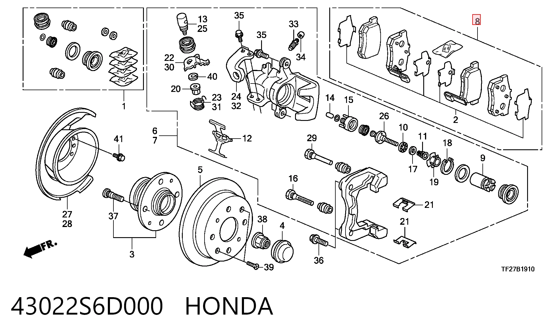 43022S6D000 Honda Колодки гальмівні задні, дискові