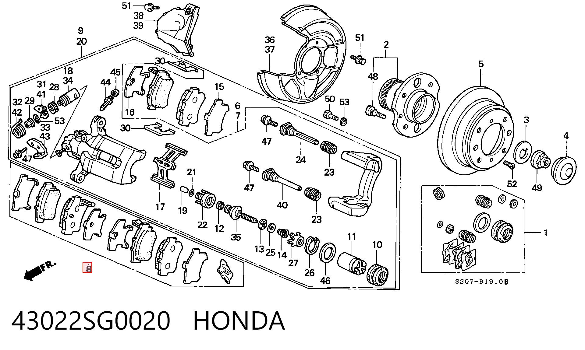 43022SG0020 Honda Колодки гальмівні задні, дискові