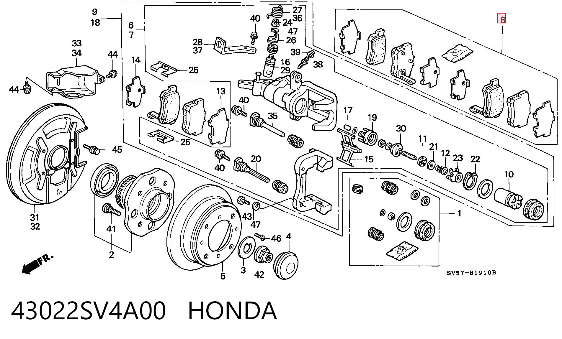 43022SV4A00 Honda Колодки гальмівні задні, дискові